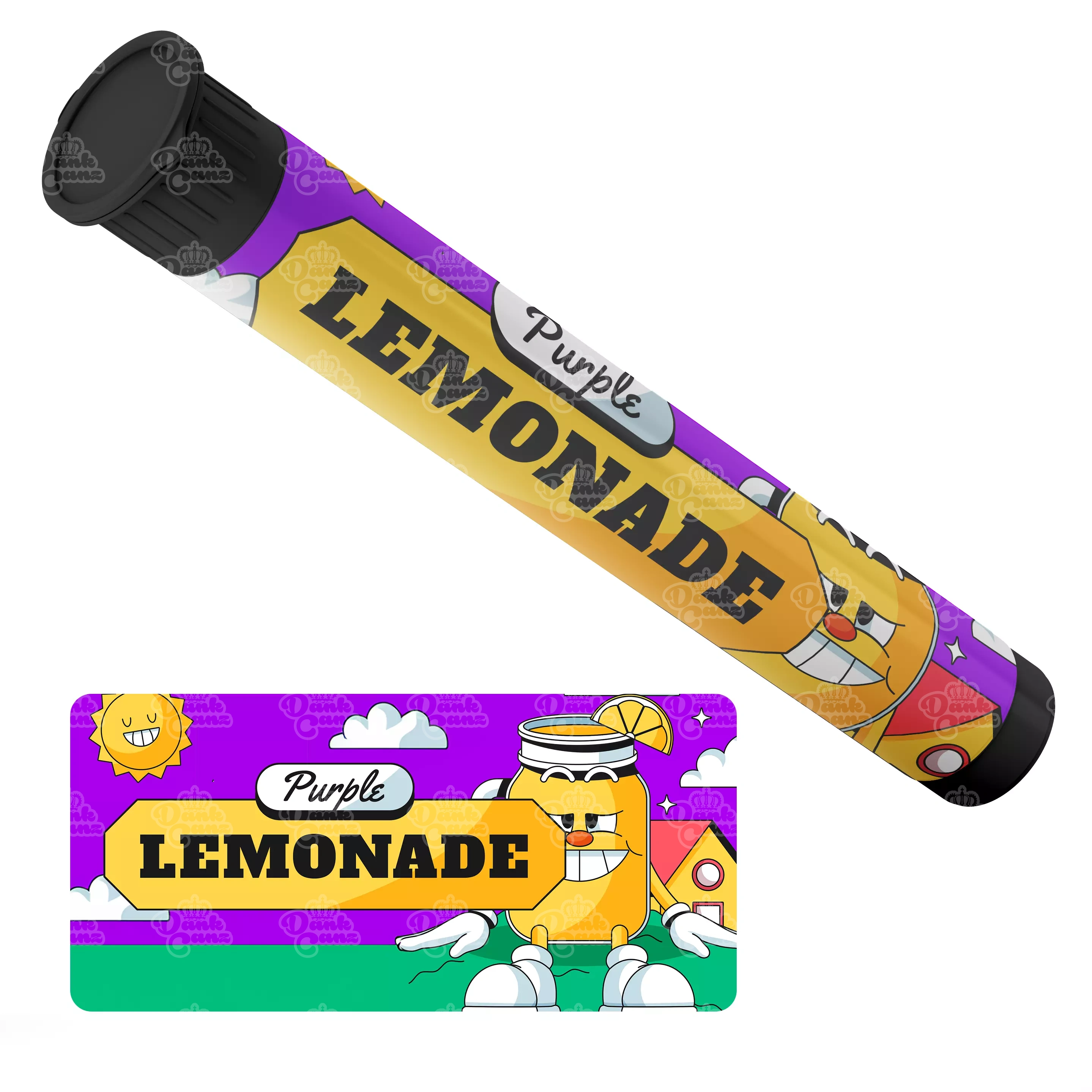 Purple Lemonade Pre Roll Tubes - Labelled - DC Packaging Custom Cannabis Packaging