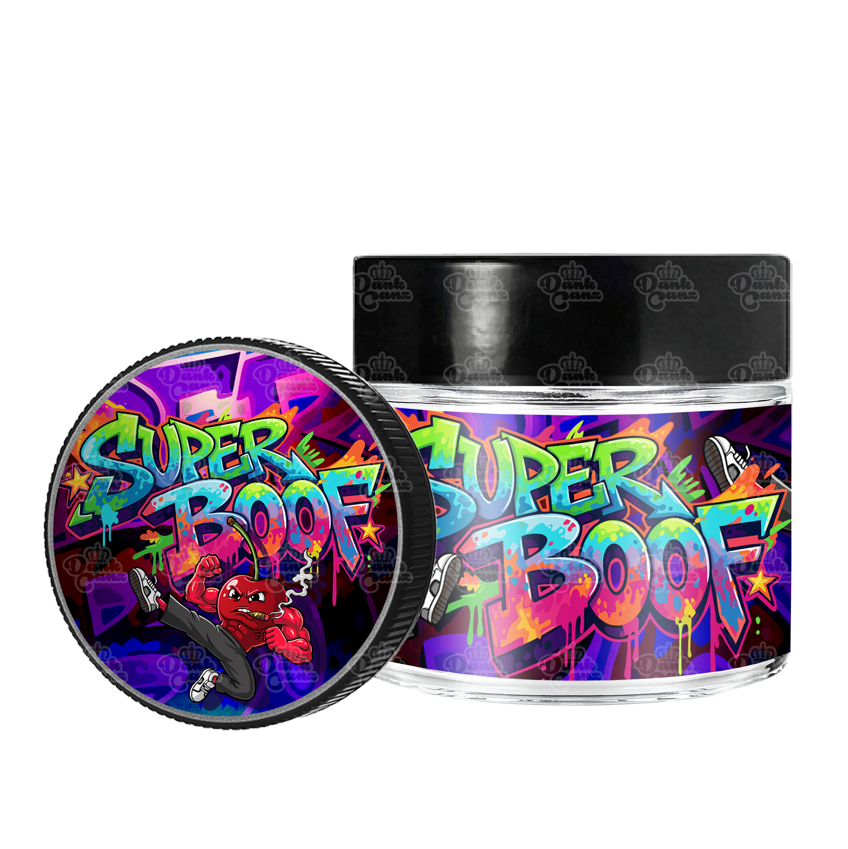 Super Boof 3.5g/60ml Glass Jars - Labelled - DC Packaging Custom Cannabis Packaging