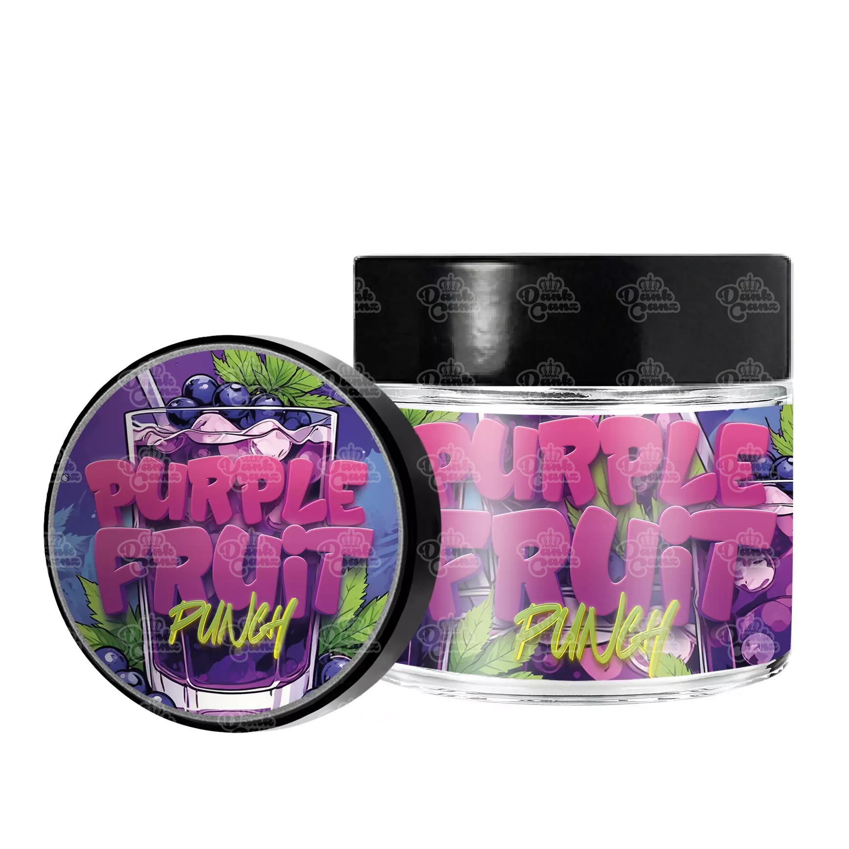 Purple Fruit Punch 3.5g/60ml Glass Jars - Labelled - DC Packaging Custom Cannabis Packaging