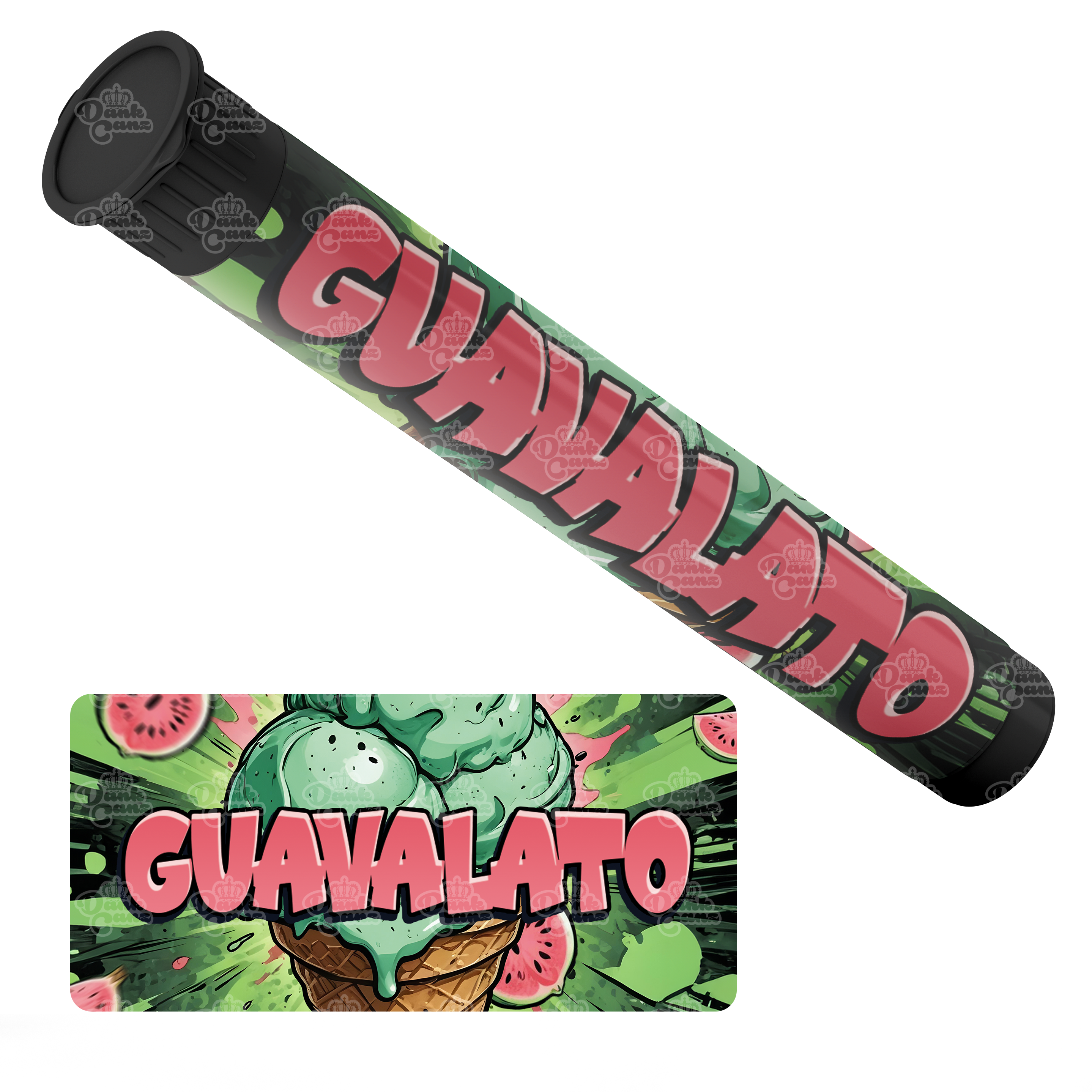 Guavalato Pre Roll Tubes - Labelled - DC Packaging Custom Cannabis Packaging