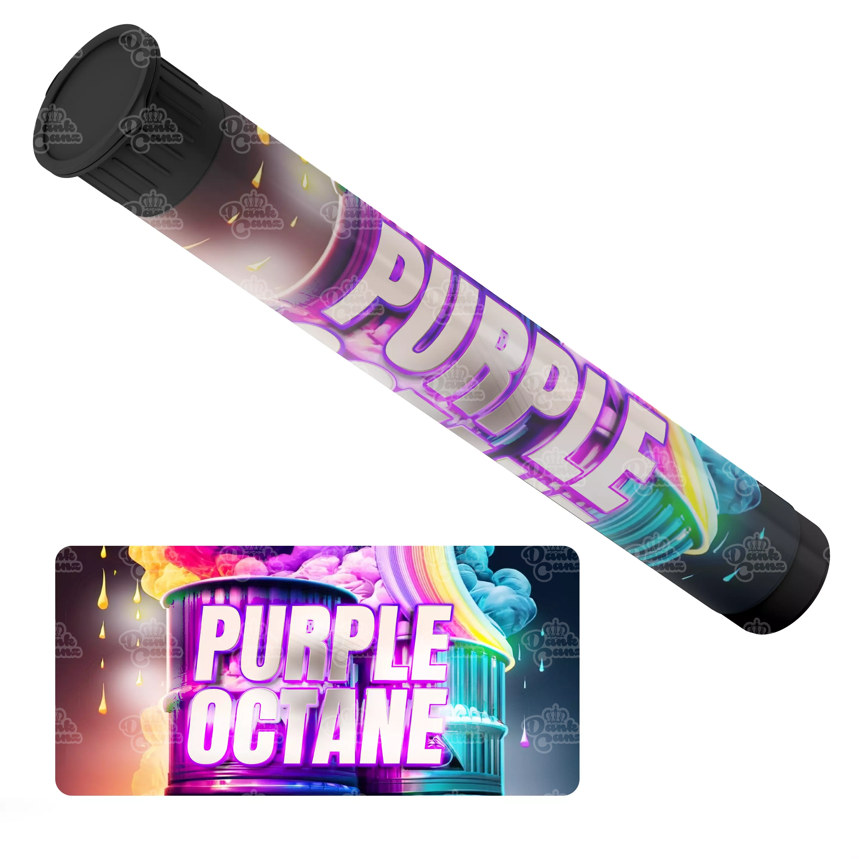 Purple Octane Pre Roll Tubes - Labelled - DC Packaging Custom Cannabis Packaging