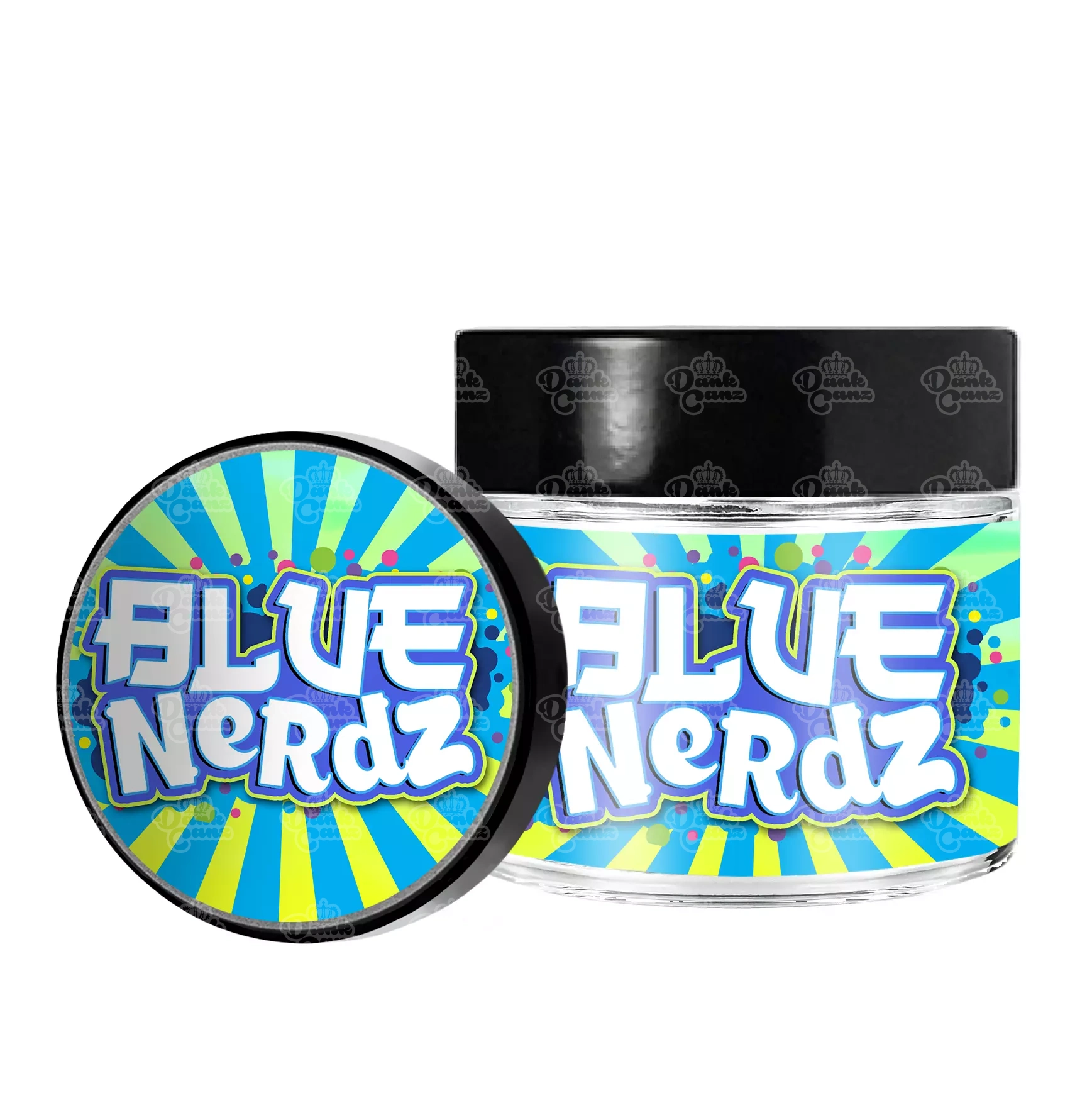 Blue Nerdz 3.5g/60ml Glass Jars - Labelled - DC Packaging Custom Cannabis Packaging