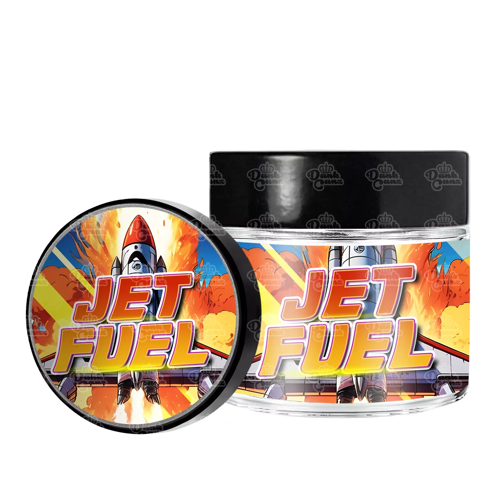 Jet Fuel 3.5g/60ml Glass Jars - Labelled - DC Packaging Custom Cannabis Packaging