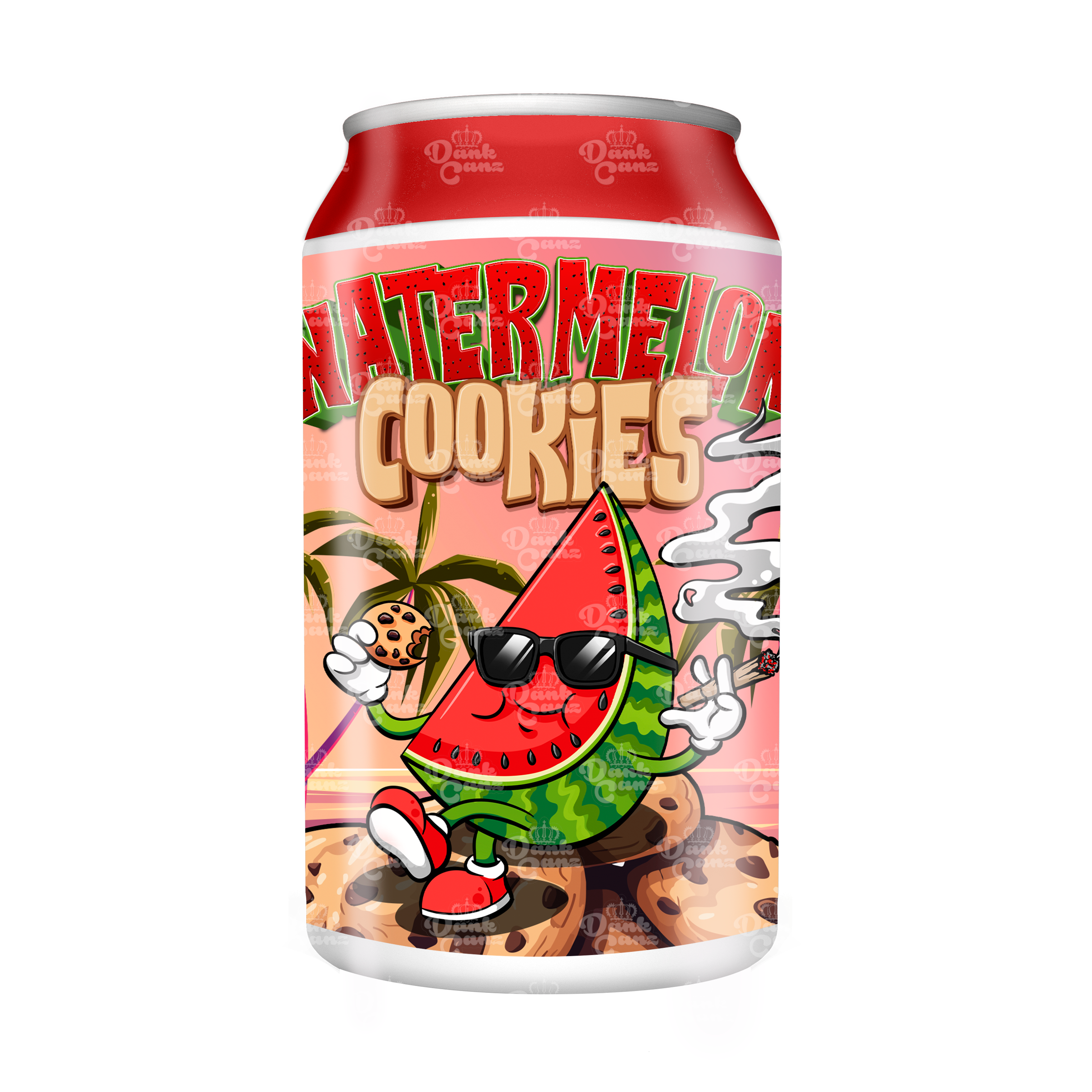 Watermelon Cookies 3.5g Plastic Soda Cans - DC Packaging Custom Cannabis Packaging