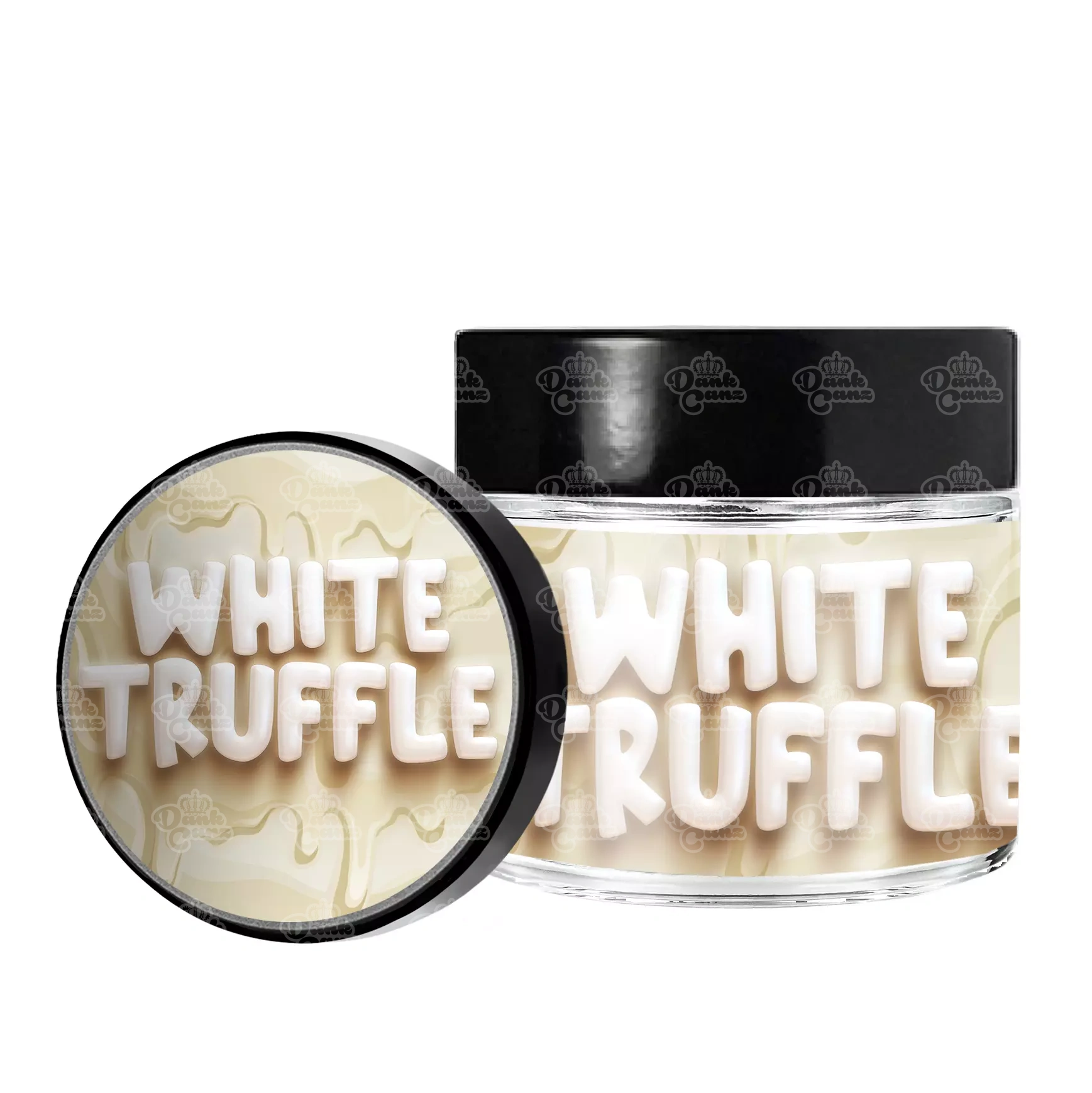 White Truffle 3.5g/60ml Glass Jars - Labelled - DC Packaging Custom Cannabis Packaging