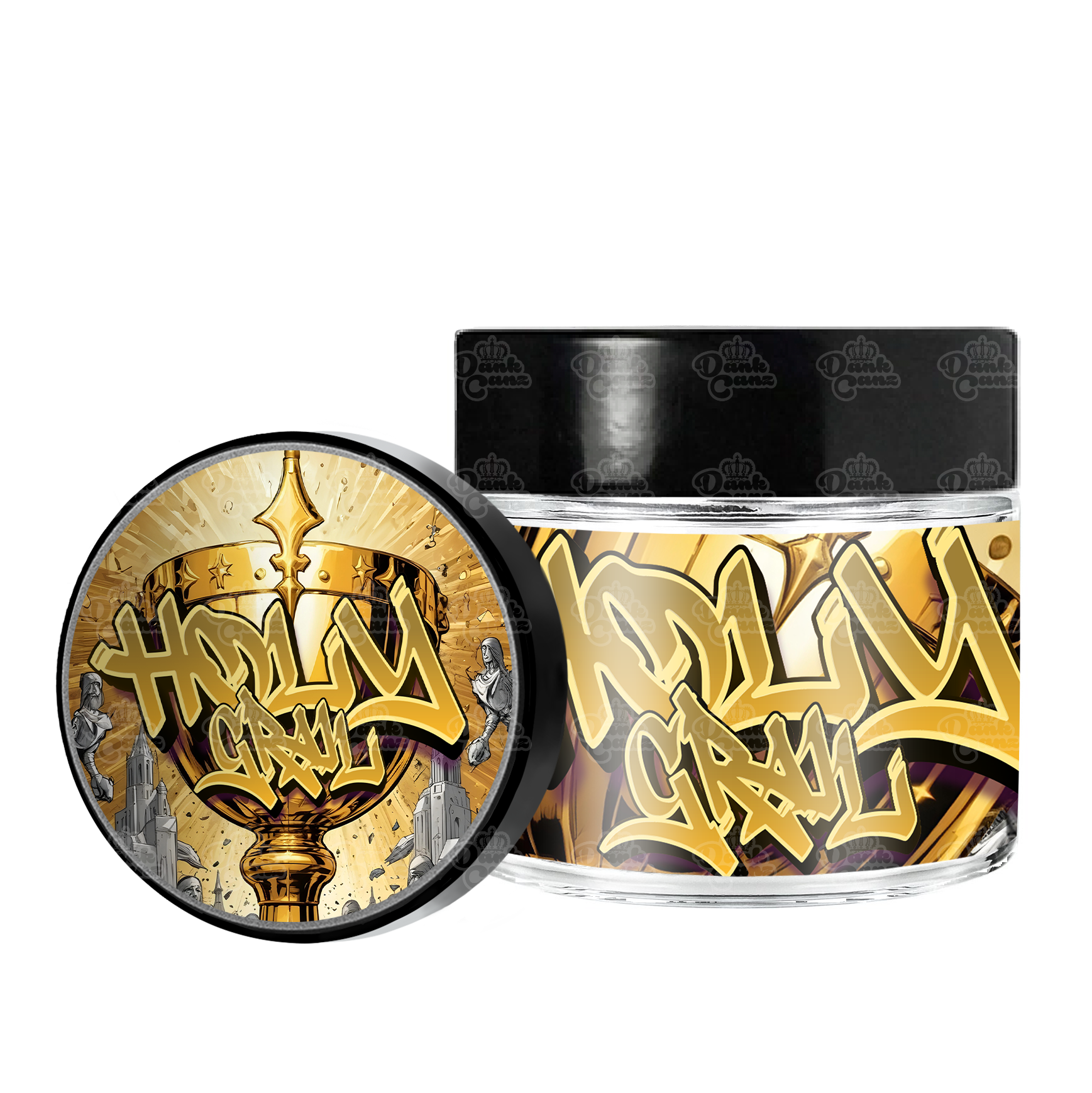 Holy Grail OG 3.5g/60ml Glass Jars - Labelled - DC Packaging Custom Cannabis Packaging