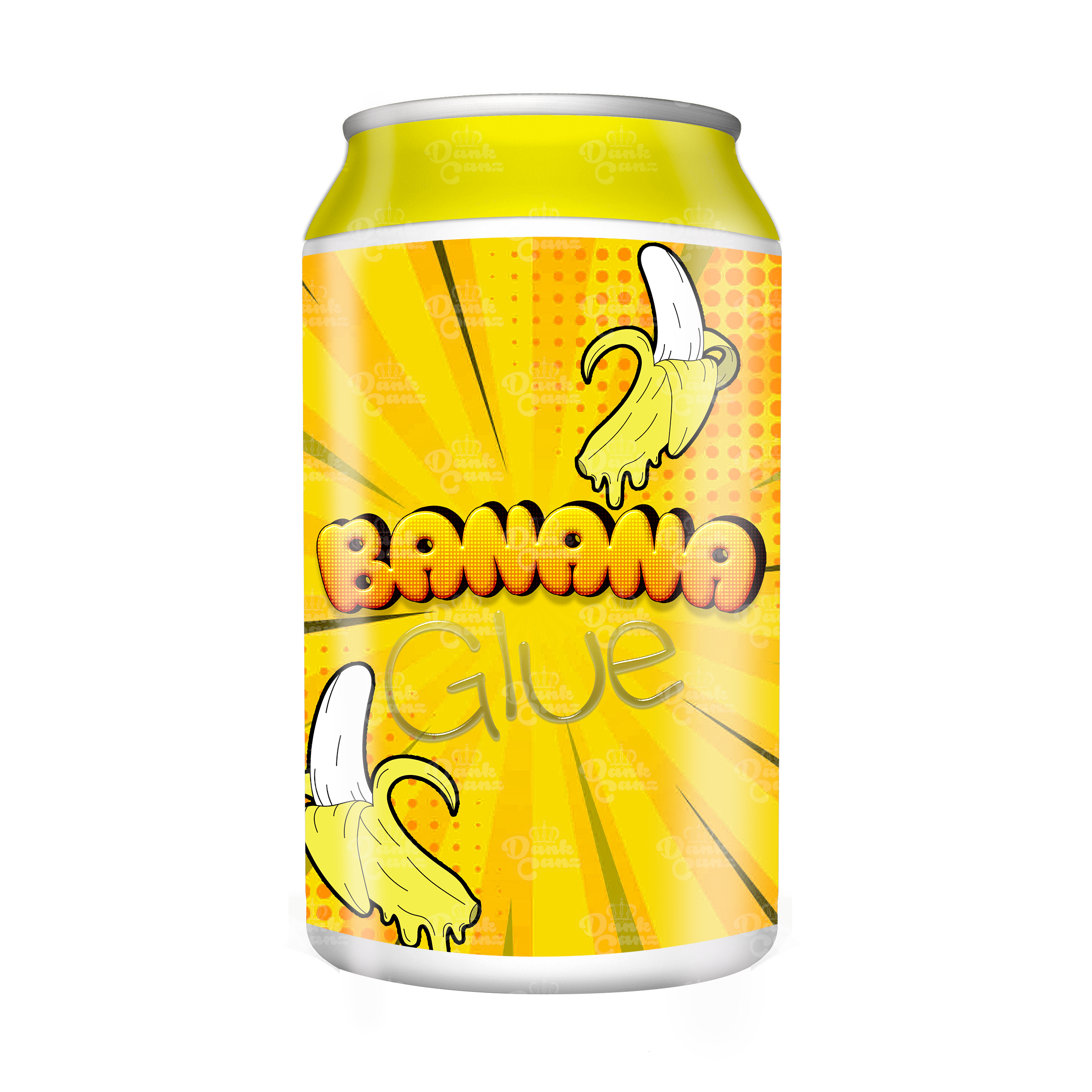 Banana Glue 3.5g Plastic Soda Cans - DC Packaging Custom Cannabis Packaging