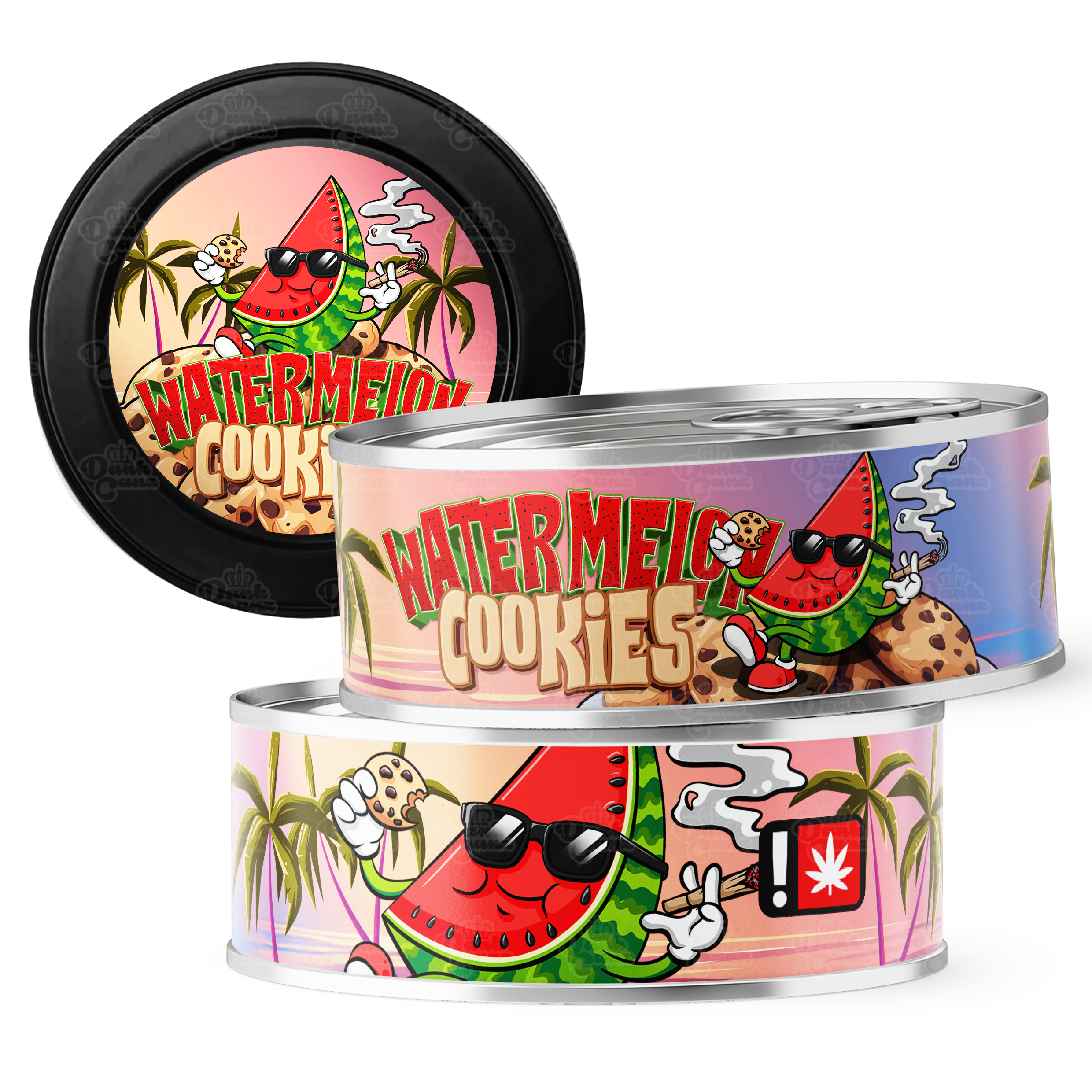 Watermelon Cookies 3.5g Self Seal Tins - DC Packaging Custom Cannabis Packaging