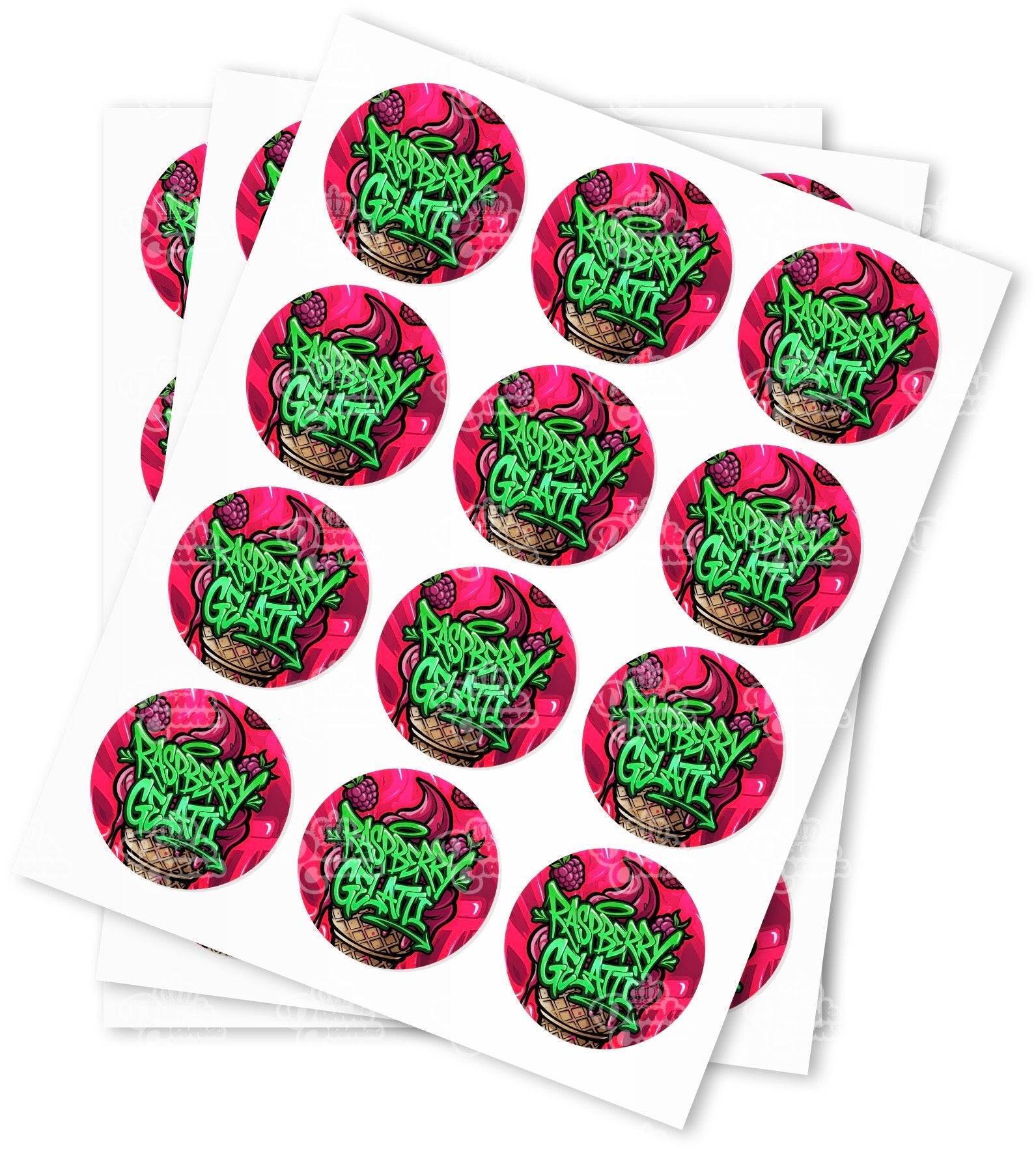 Raspberry Gelatti Strain Stickers - DC Packaging Custom Cannabis Packaging