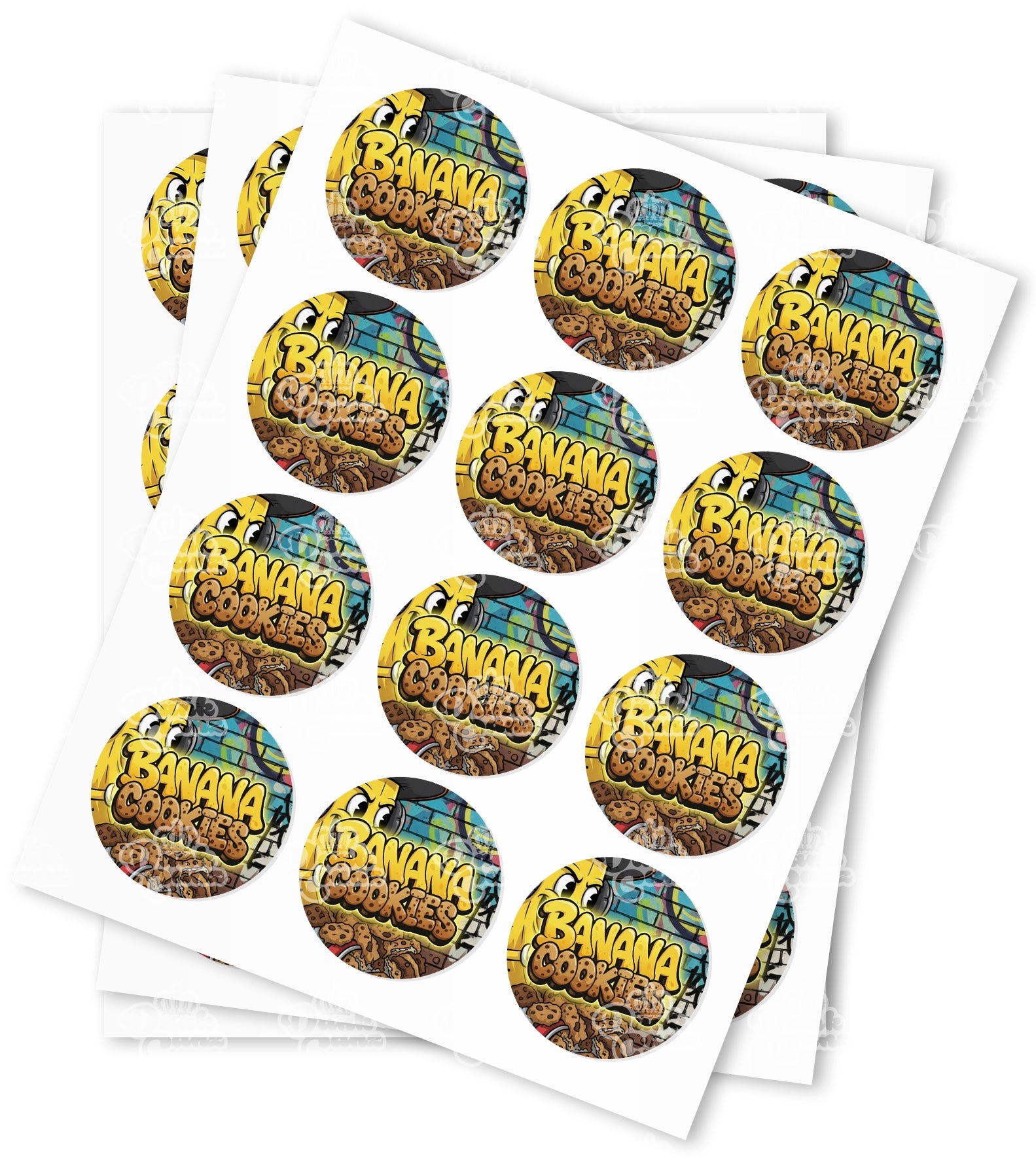 Banana Cookies Strain Stickers - DC Packaging Custom Cannabis Packaging