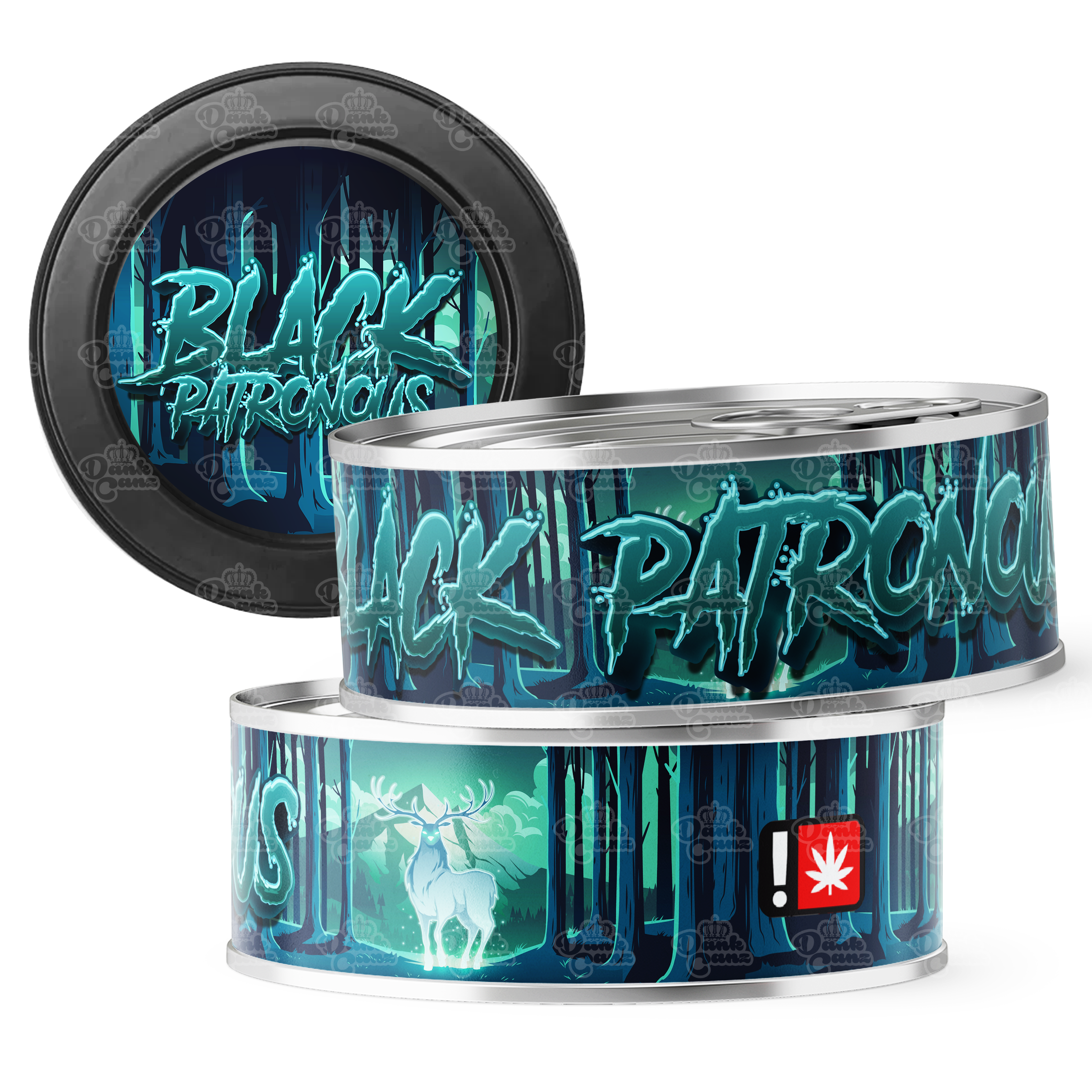 Black Patronous 3.5g Self Seal Tins - DC Packaging Custom Cannabis Packaging