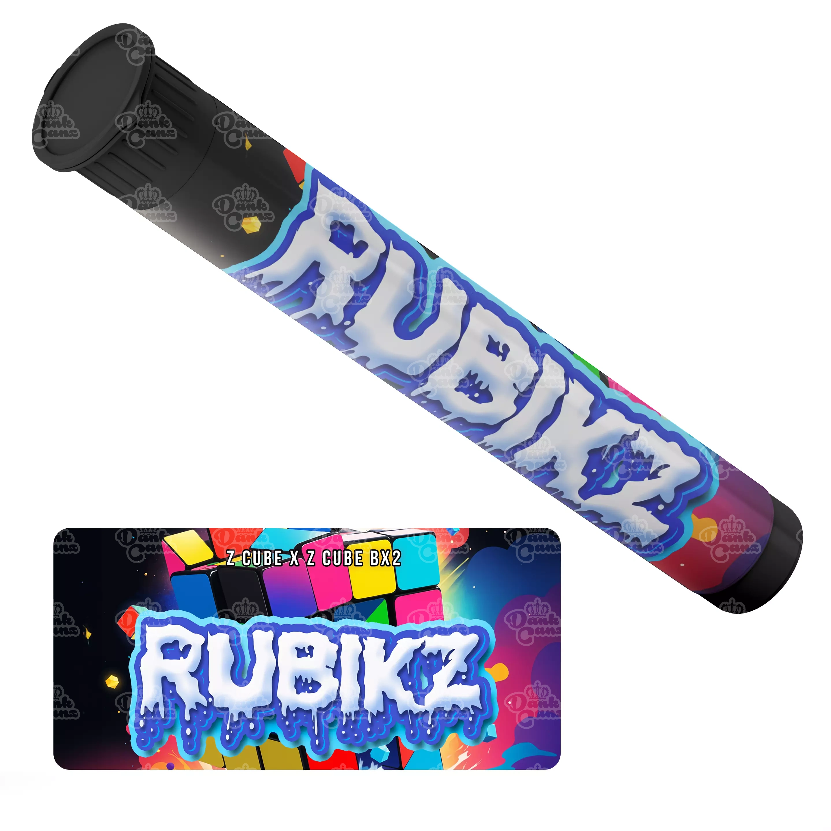 Rubikz Pre Roll Tubes - Labelled - DC Packaging Custom Cannabis Packaging