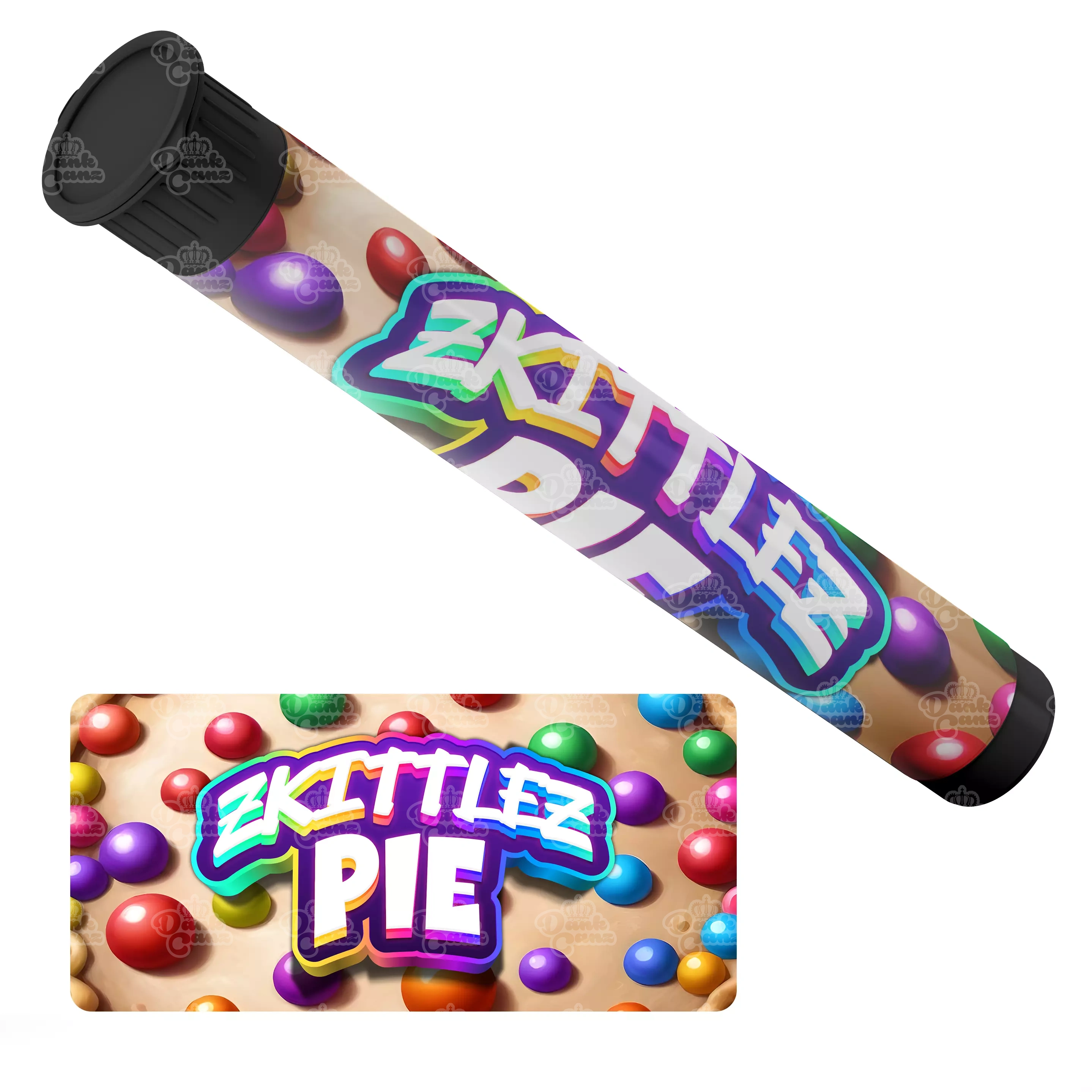 Zkittlez Pie Pre Roll Tubes - Labelled - DC Packaging Custom Cannabis Packaging