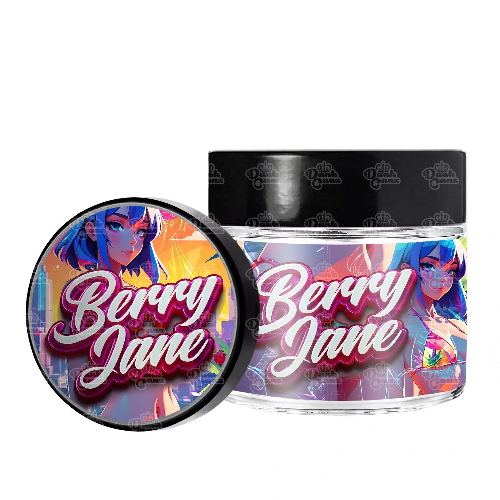 Berry Jane 3.5g/60ml Glass Jars - Labelled - DC Packaging Custom Cannabis Packaging