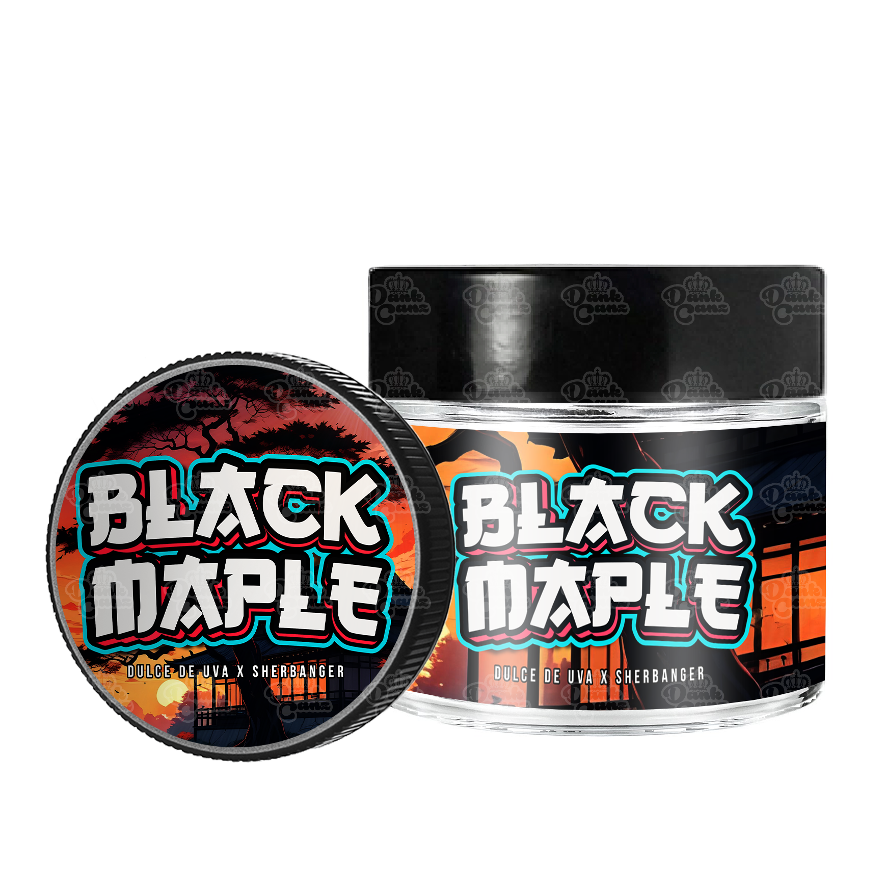 Black Maple 3.5g/60ml Glass Jars - Labelled - DC Packaging Custom Cannabis Packaging