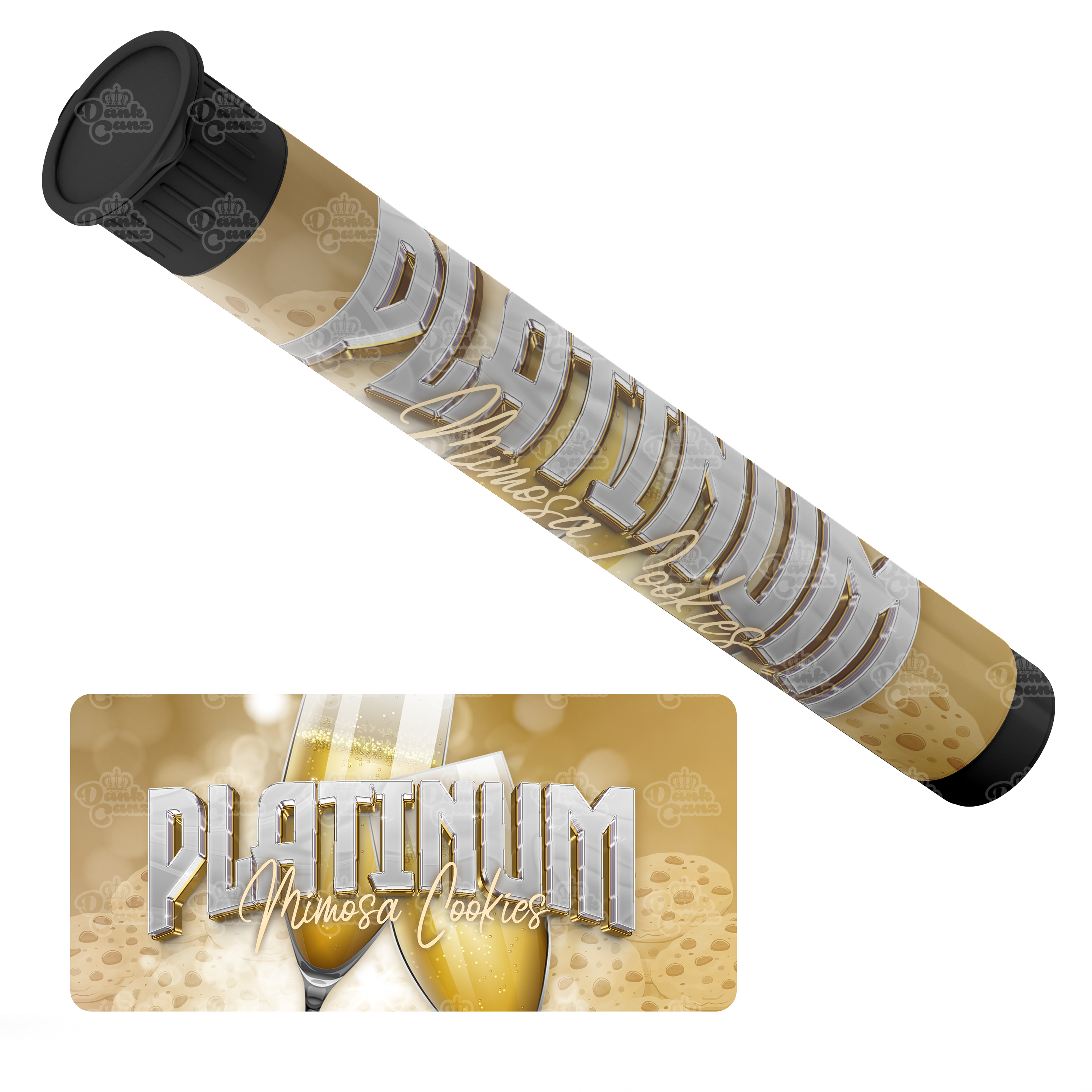 Platinum Mimosa Cookies Pre Roll Tubes - Labelled - DC Packaging Custom Cannabis Packaging
