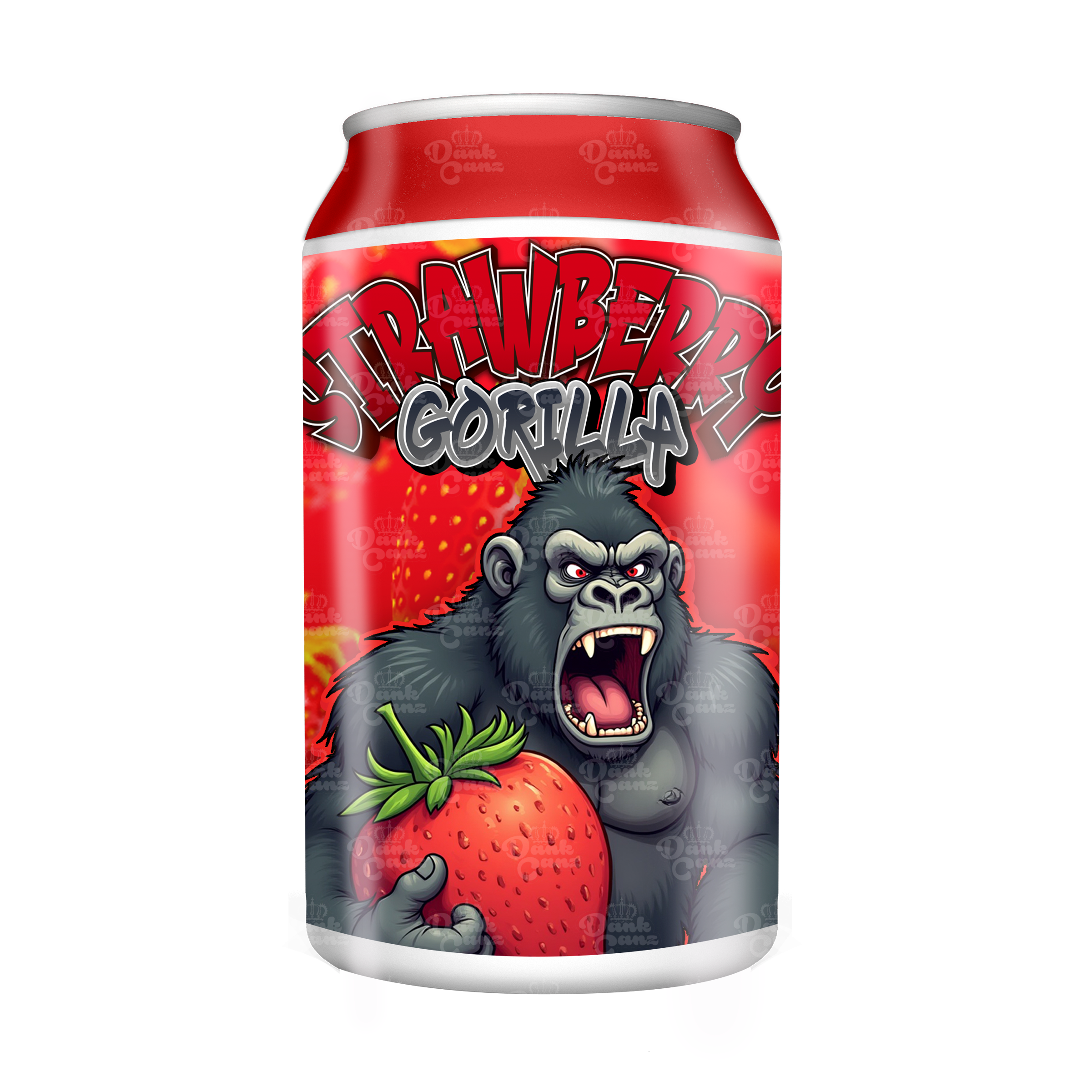 Strawberry Gorilla 3.5g Plastic Soda Cans - DC Packaging Custom Cannabis Packaging