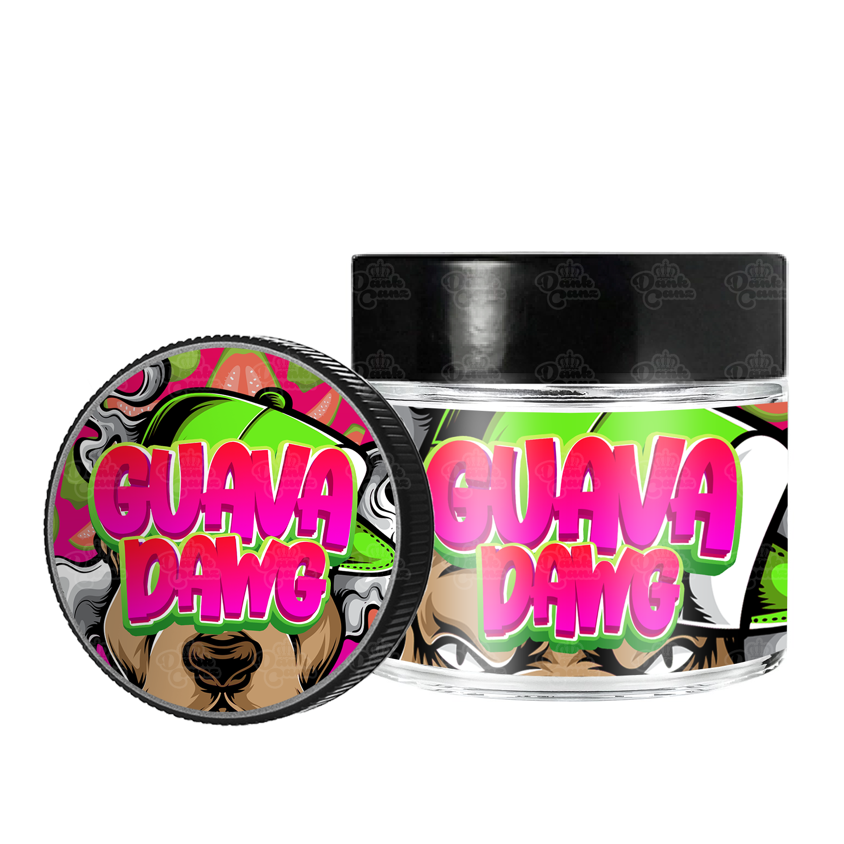 Guava Dawg 3.5g/60ml Glass Jars - Labelled - DC Packaging Custom Cannabis Packaging