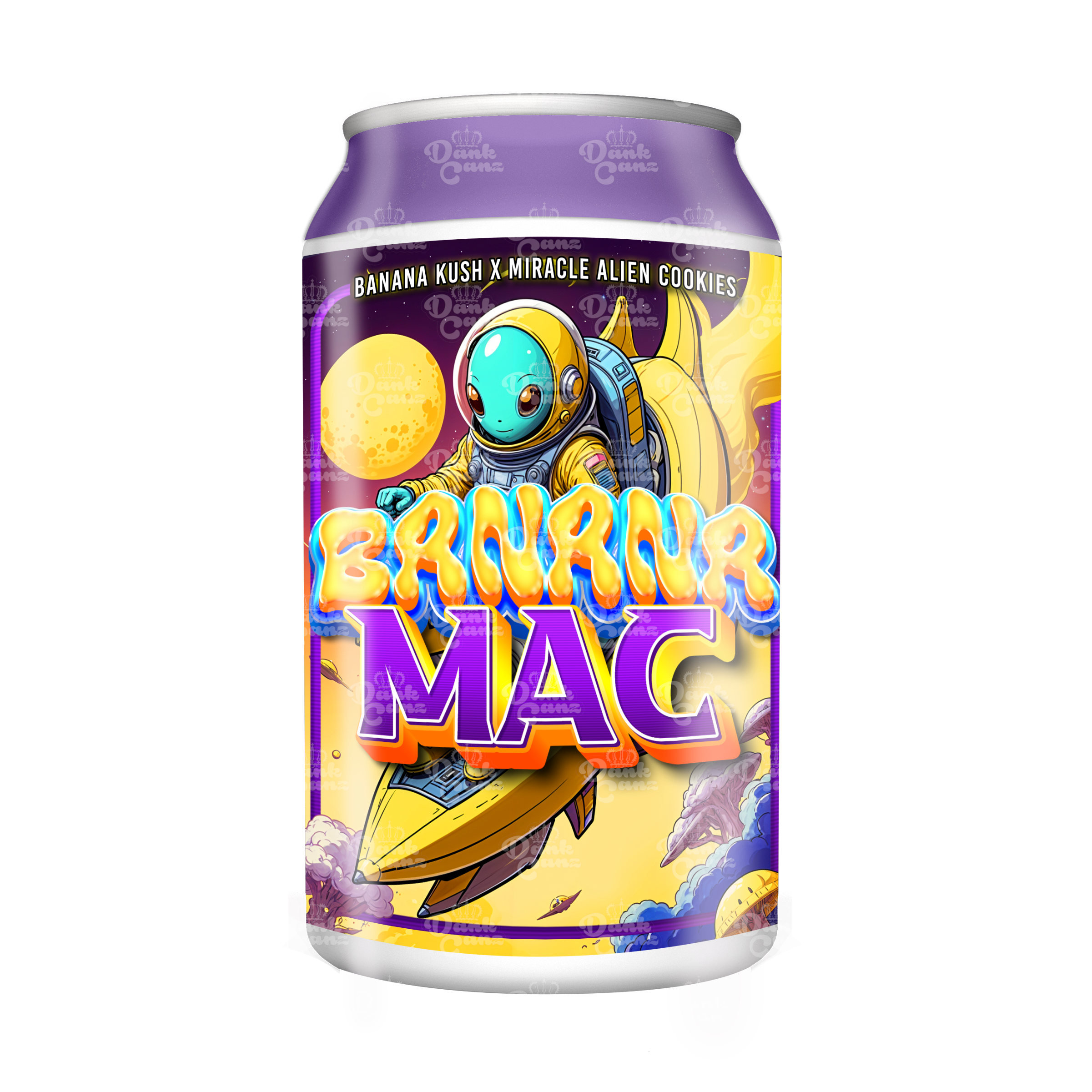 Banana Mac 3.5g Plastic Soda Cans - DC Packaging Custom Cannabis Packaging