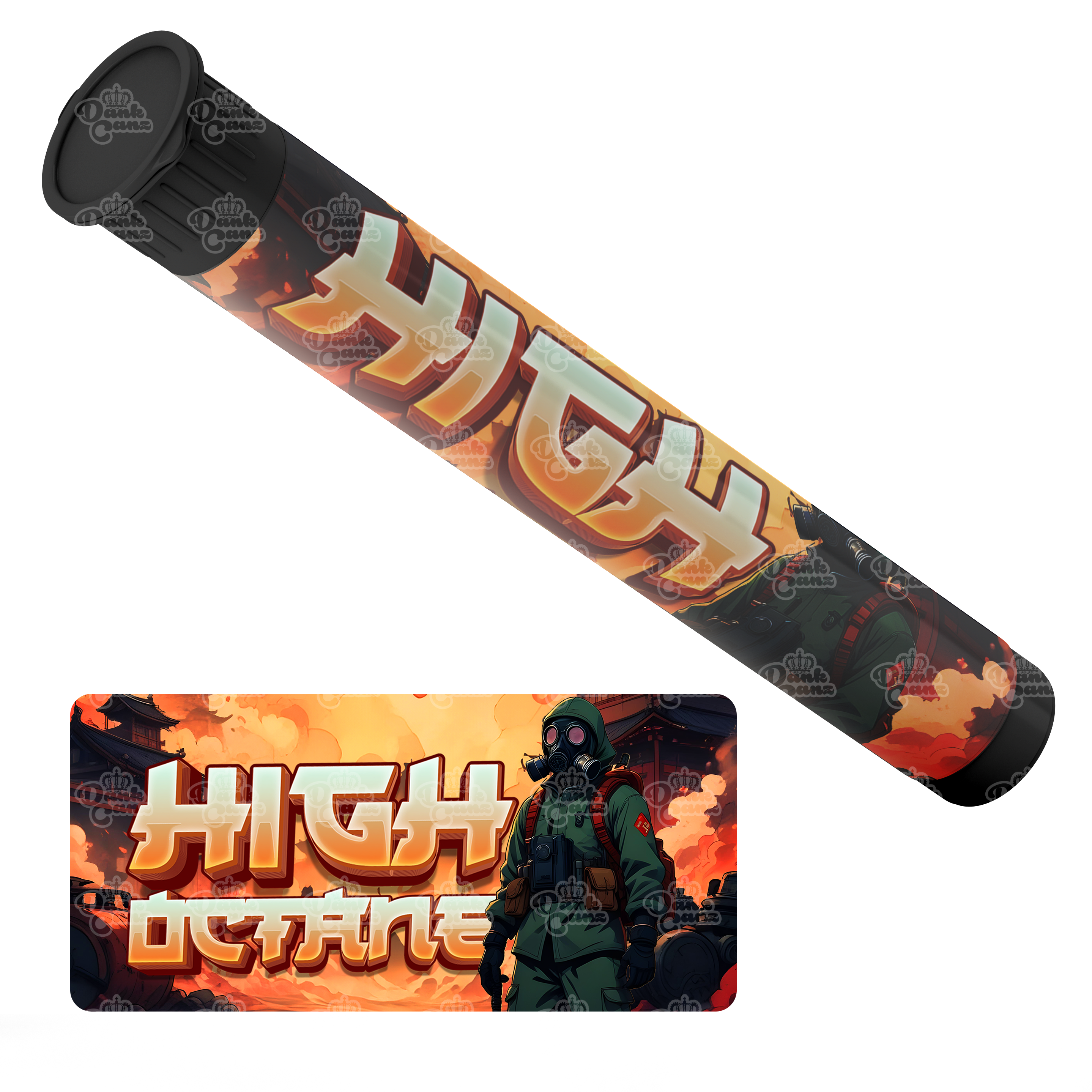 High Octane OG Pre Roll Tubes - Labelled - DC Packaging Custom Cannabis Packaging