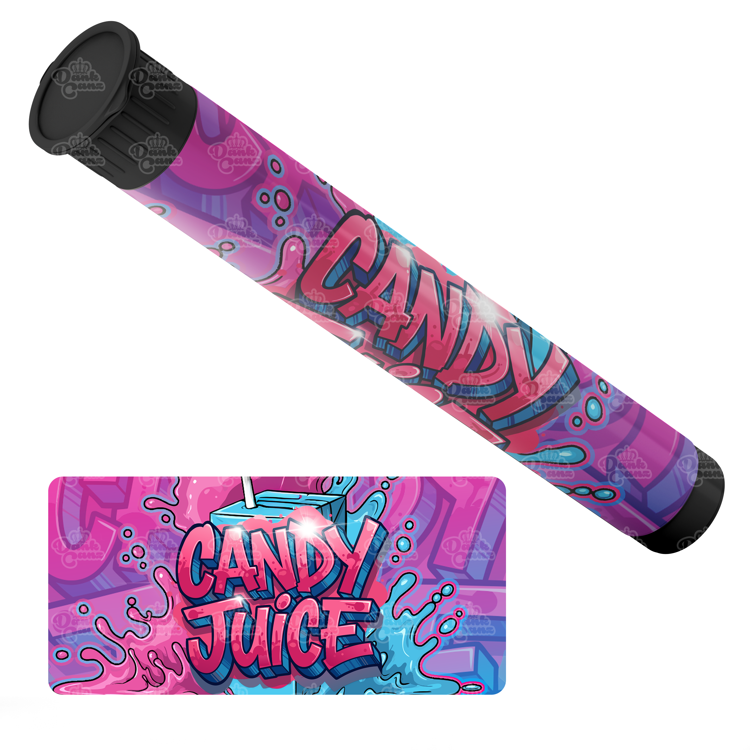 Candy Juice Pre Roll Tubes - Labelled - DC Packaging Custom Cannabis Packaging