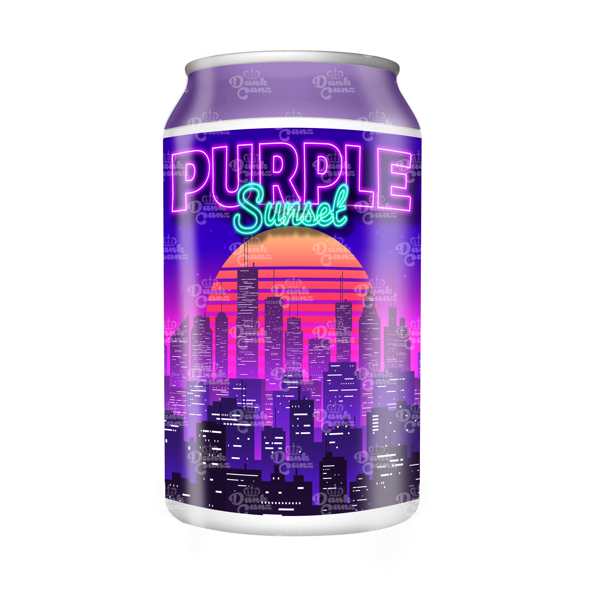 Purple Sunset 3.5g Plastic Soda Cans - DC Packaging Custom Cannabis Packaging