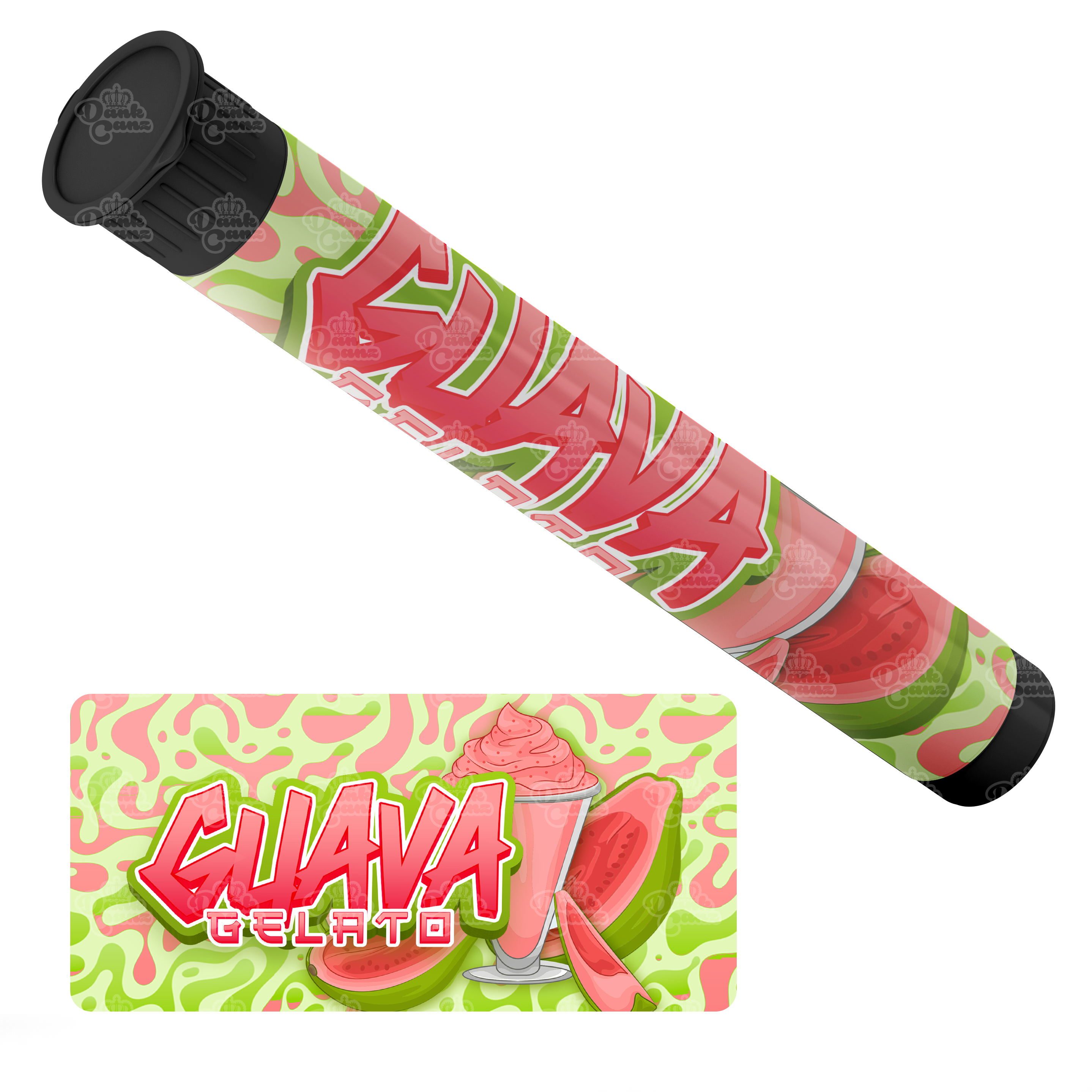 Guava Gelato Pre Roll Tubes - Labelled - DC Packaging Custom Cannabis Packaging