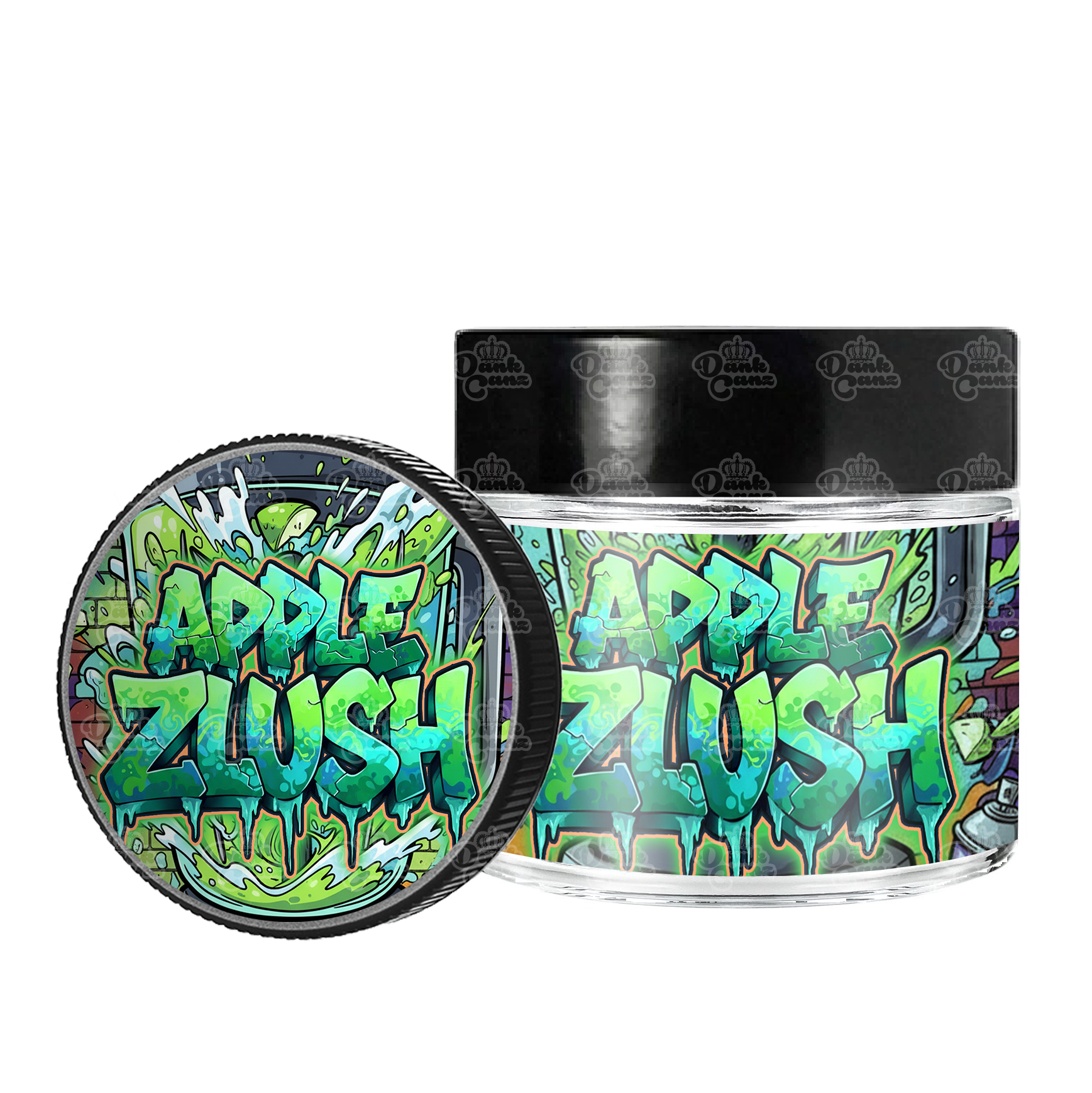 Apple Zlush 3.5g/60ml Glass Jars - Labelled - DC Packaging Custom Cannabis Packaging