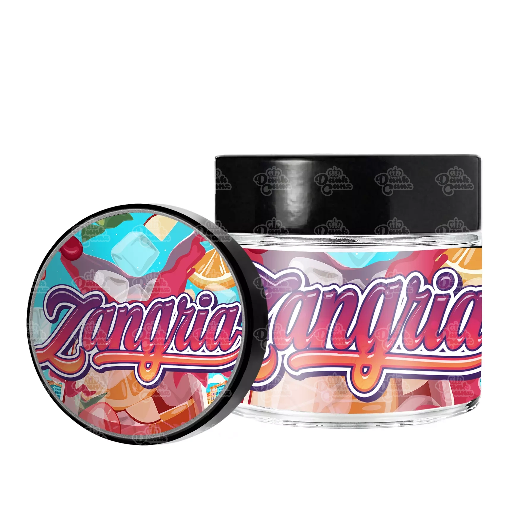 Zangria 3.5g/60ml Glass Jars - Labelled - DC Packaging Custom Cannabis Packaging