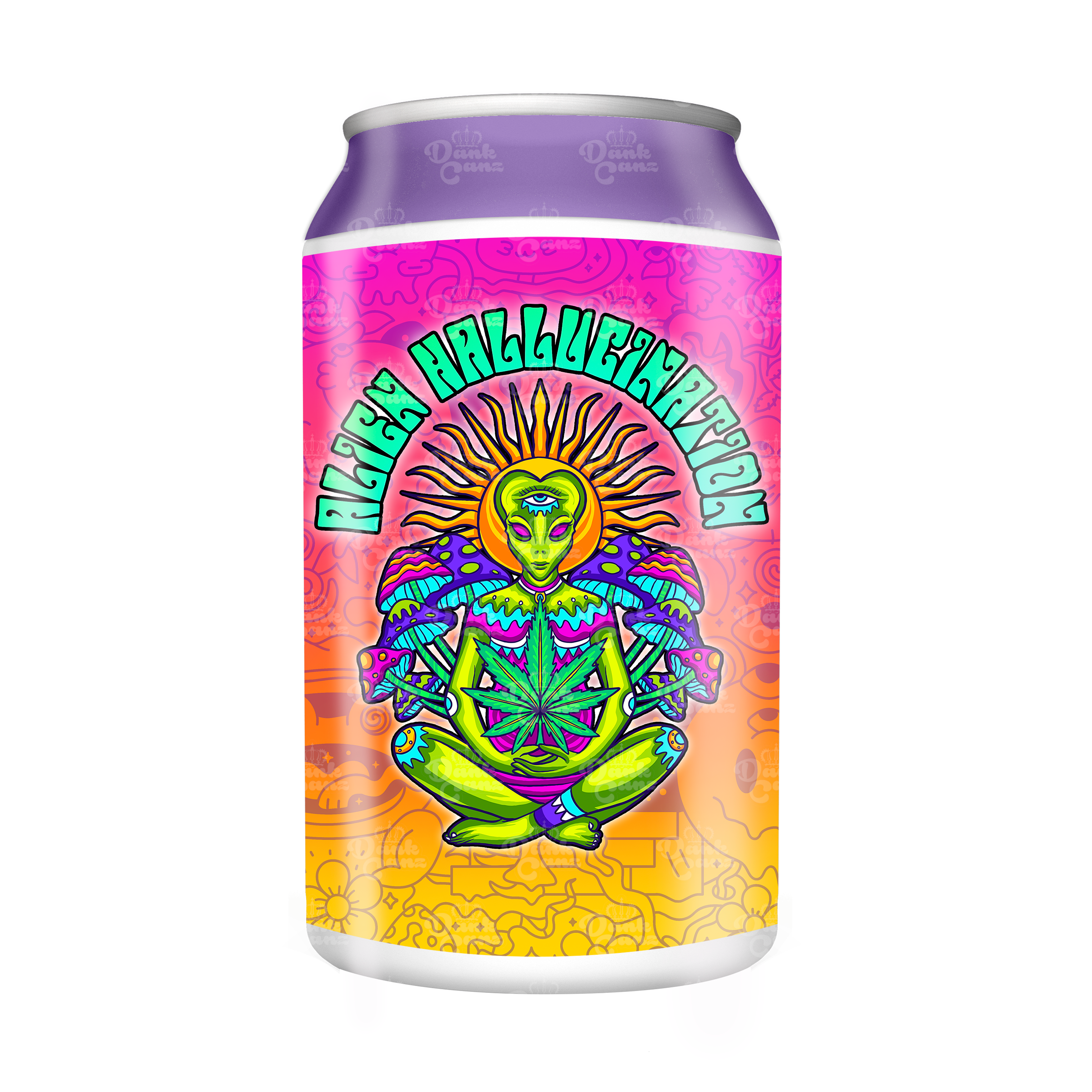 Alien Hallucination 3.5g Plastic Soda Cans - DC Packaging Custom Cannabis Packaging