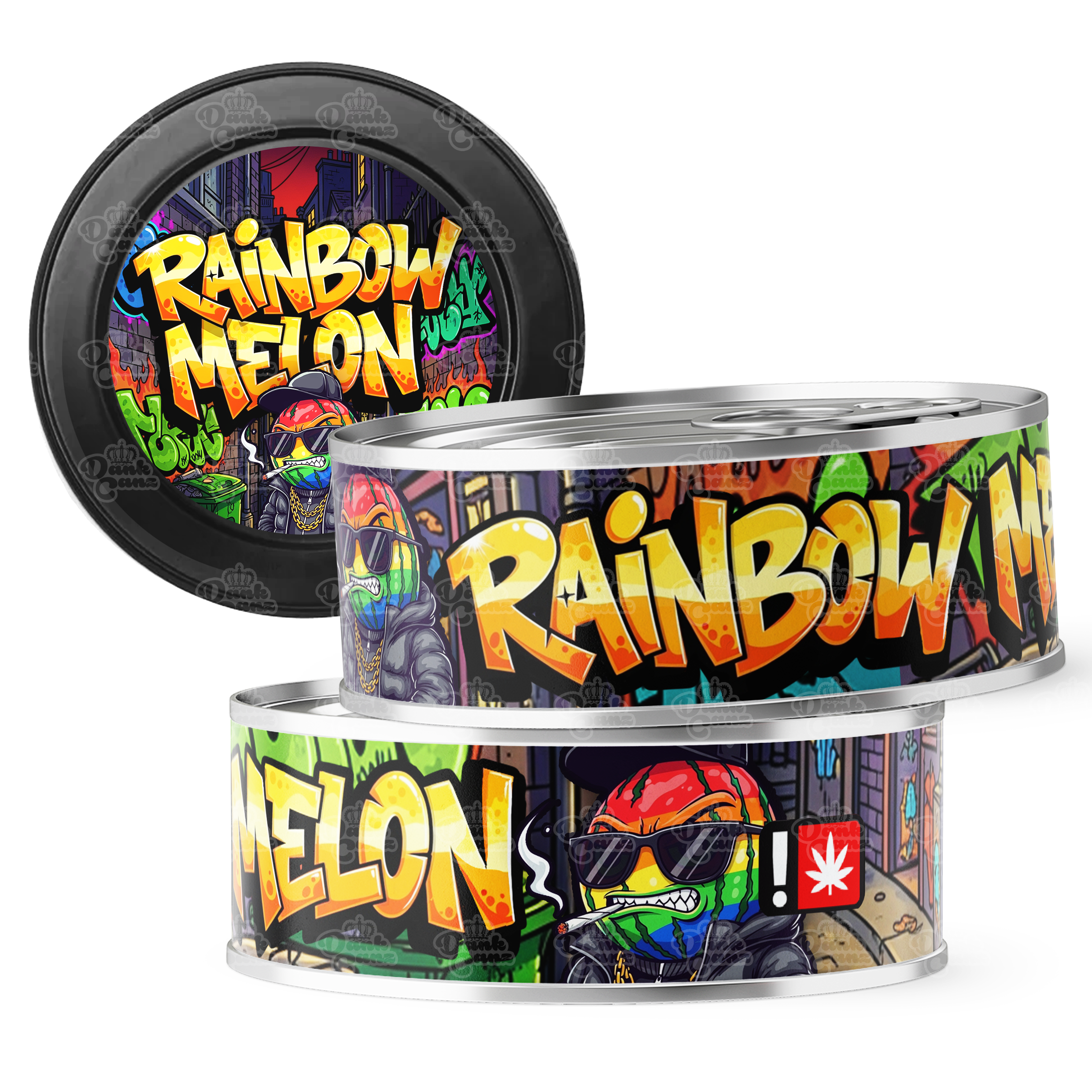 Rainbow Melon 3.5g Self Seal Tins - DC Packaging Custom Cannabis Packaging