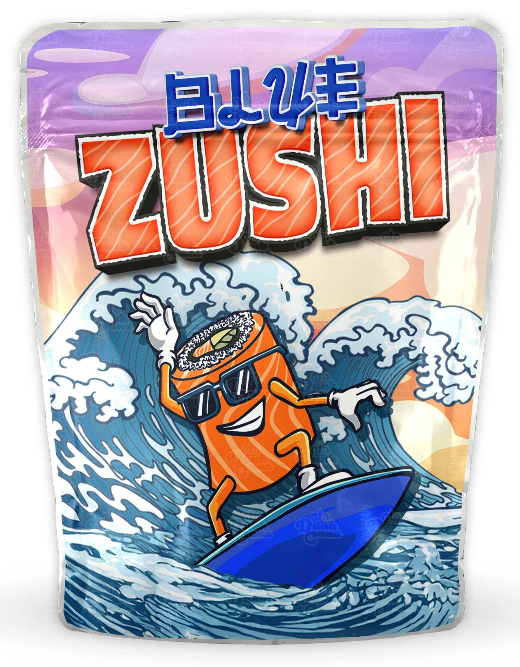 Blue Zushi Mylar Bags - DC Packaging Custom Cannabis Packaging