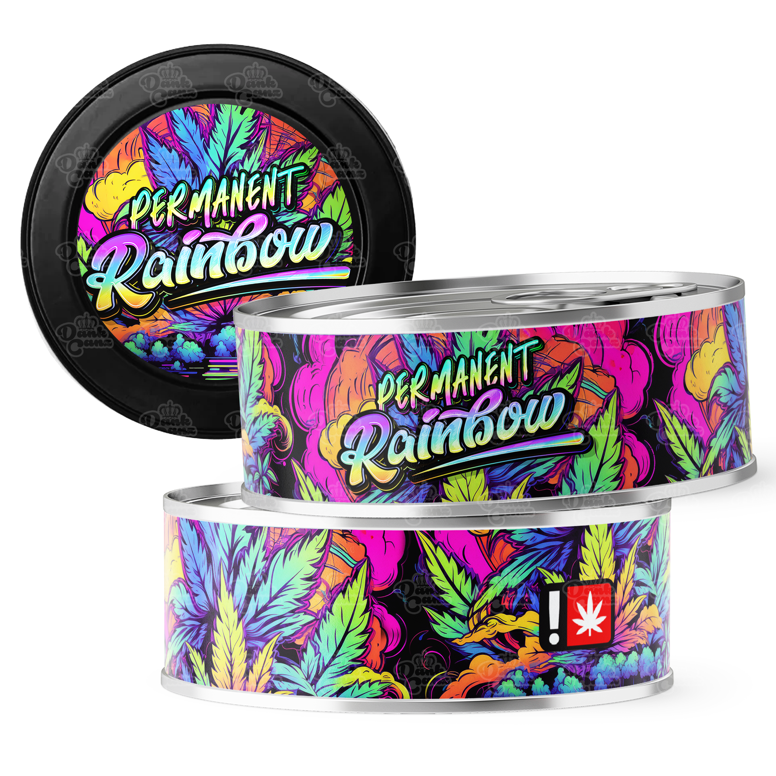 Permanent Rainbow 3.5g Self Seal Tins - DC Packaging Custom Cannabis Packaging