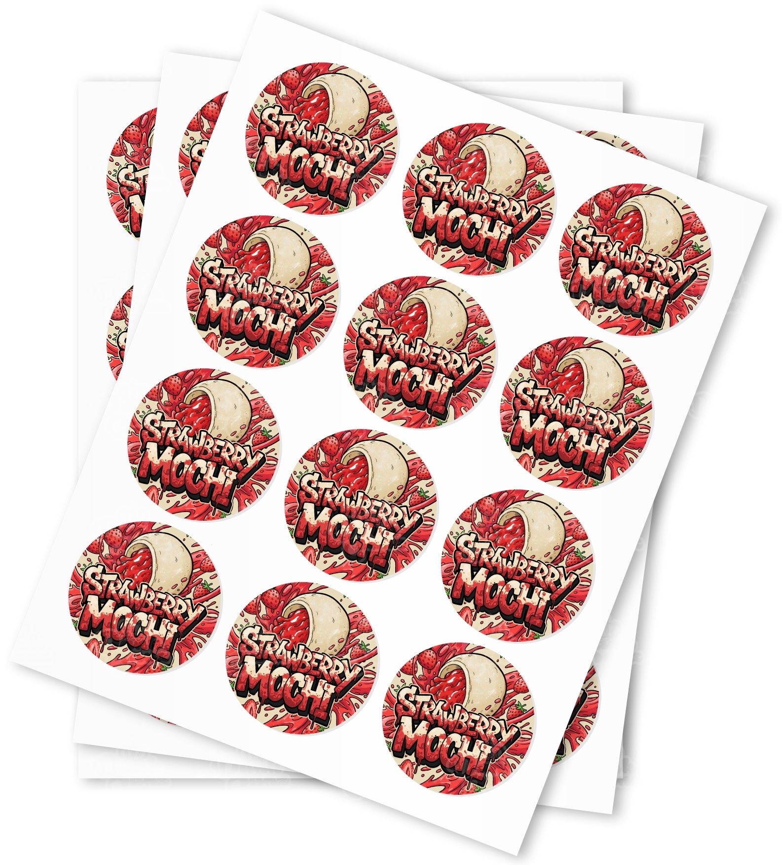 Strawberry Mochi Strain Stickers - DC Packaging Custom Cannabis Packaging