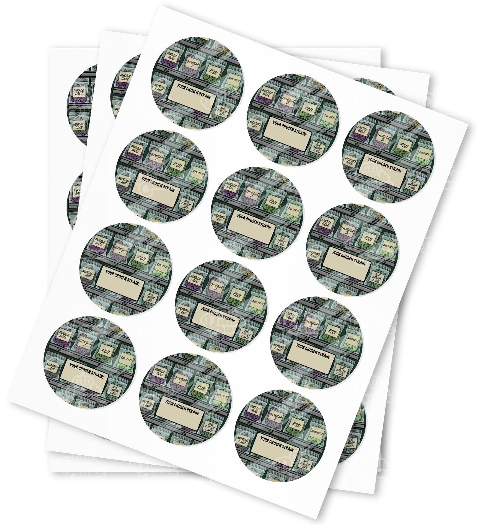 Your Chosen Strain Strain Stickers - DC Packaging Custom Cannabis Packaging