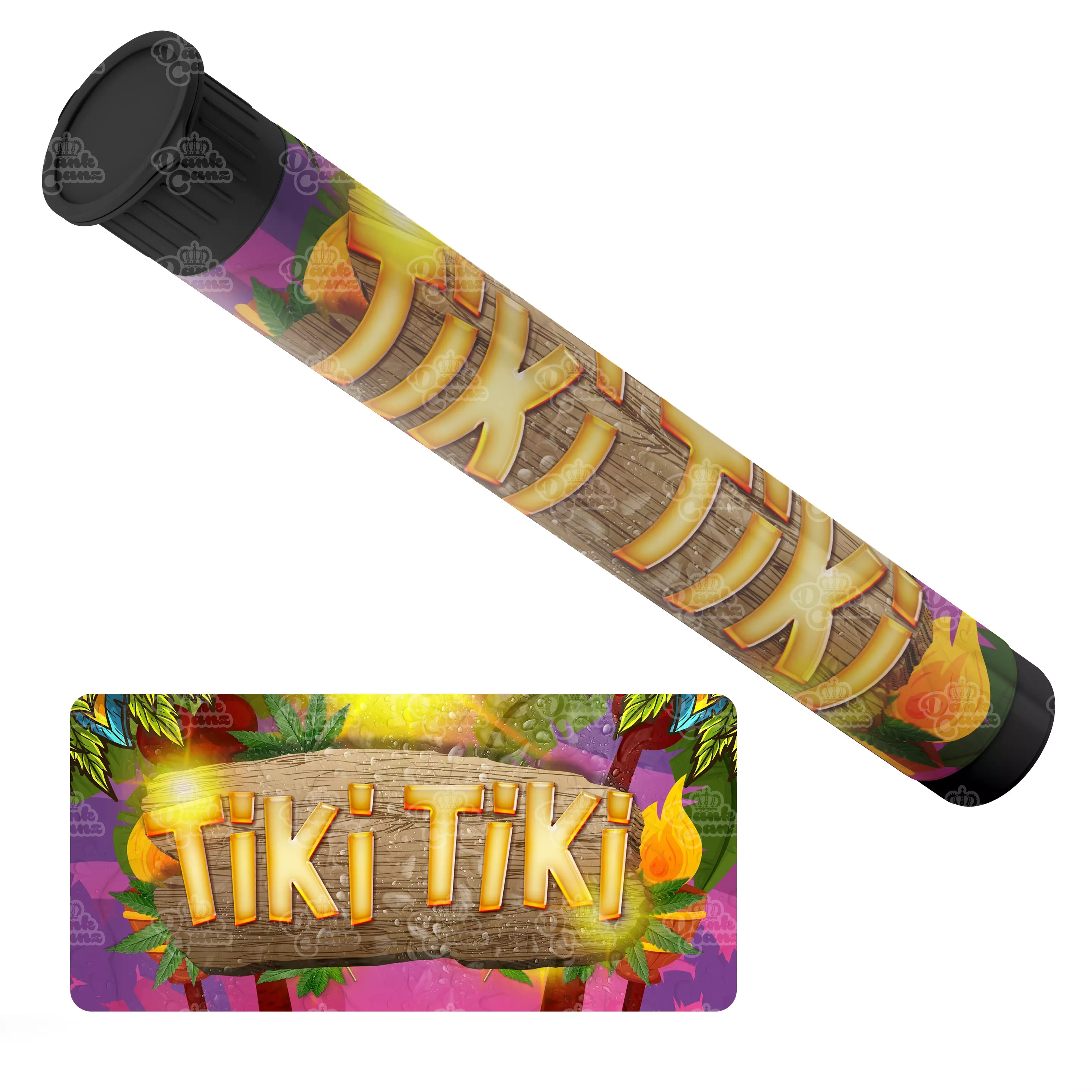 Tiki Tiki Pre Roll Tubes - Labelled - DC Packaging Custom Cannabis Packaging