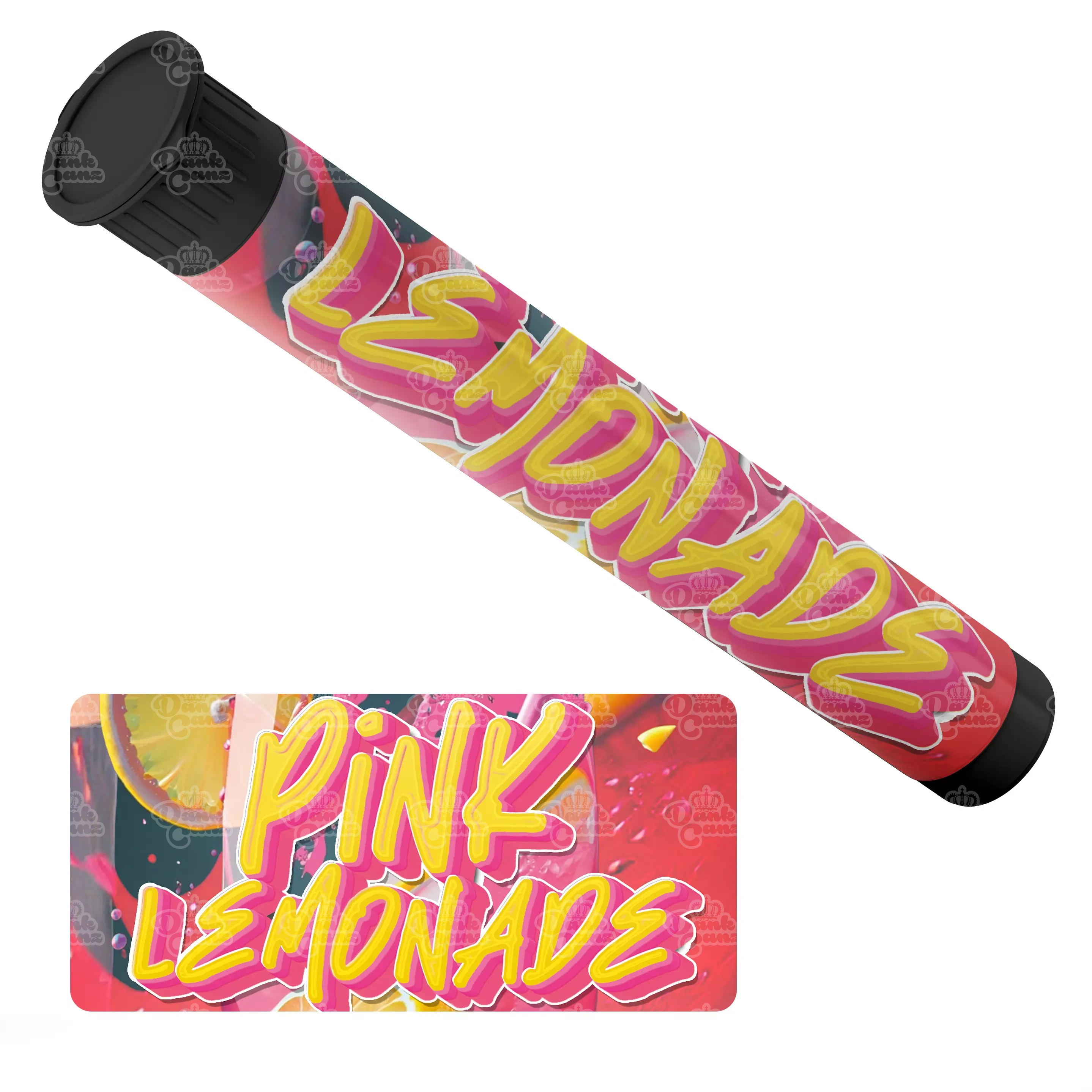 Pink Lemonade Pre Roll Tubes - Labelled - DC Packaging Custom Cannabis Packaging