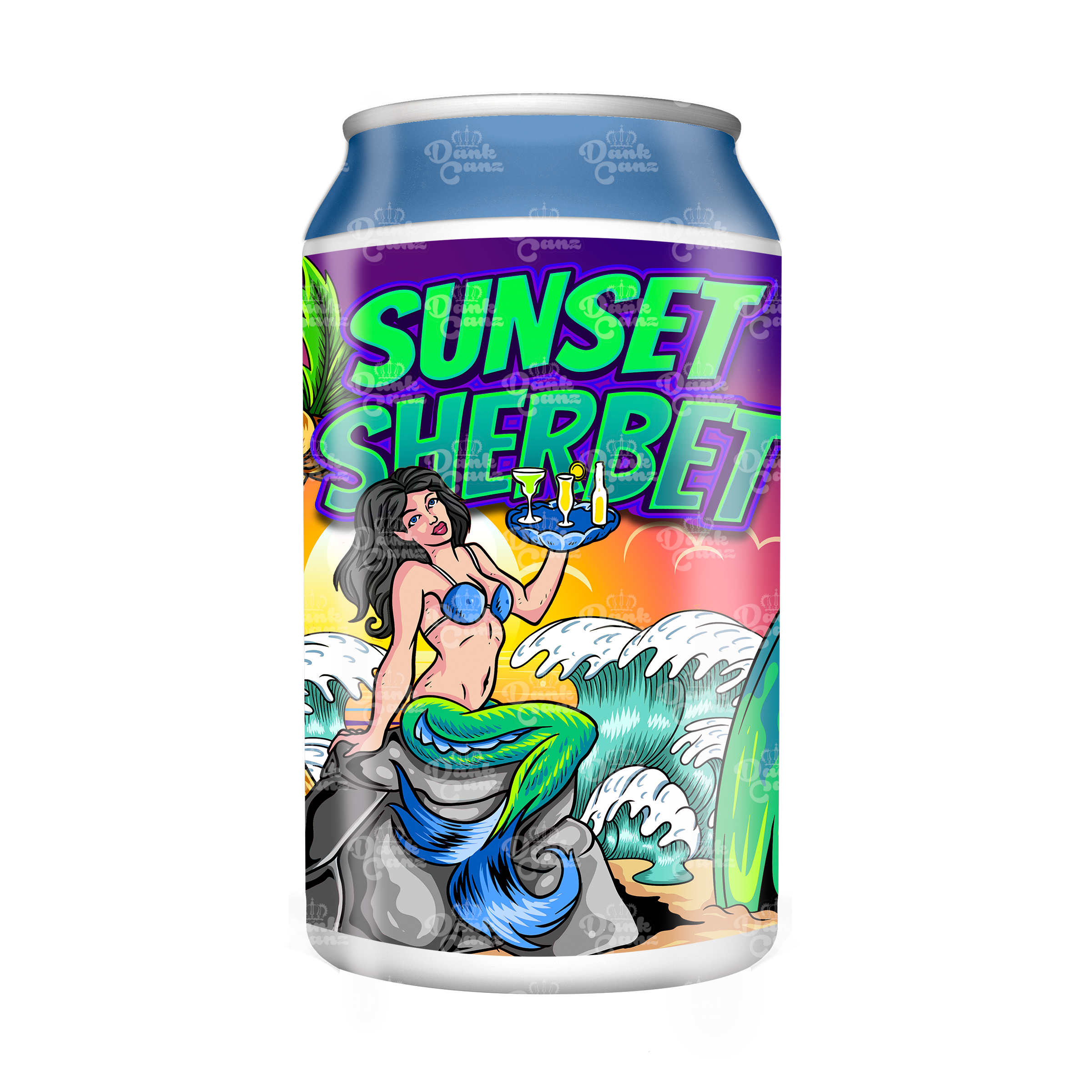 Sunset Sherbet 3.5g Plastic Soda Cans - DC Packaging Custom Cannabis Packaging