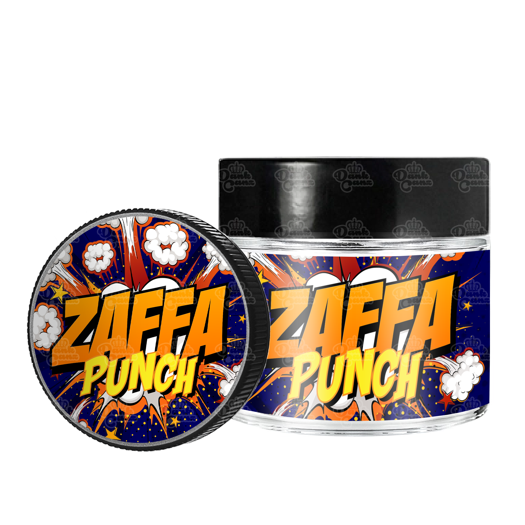 Zaffa Punch 3.5g/60ml Glass Jars - Labelled - DC Packaging Custom Cannabis Packaging
