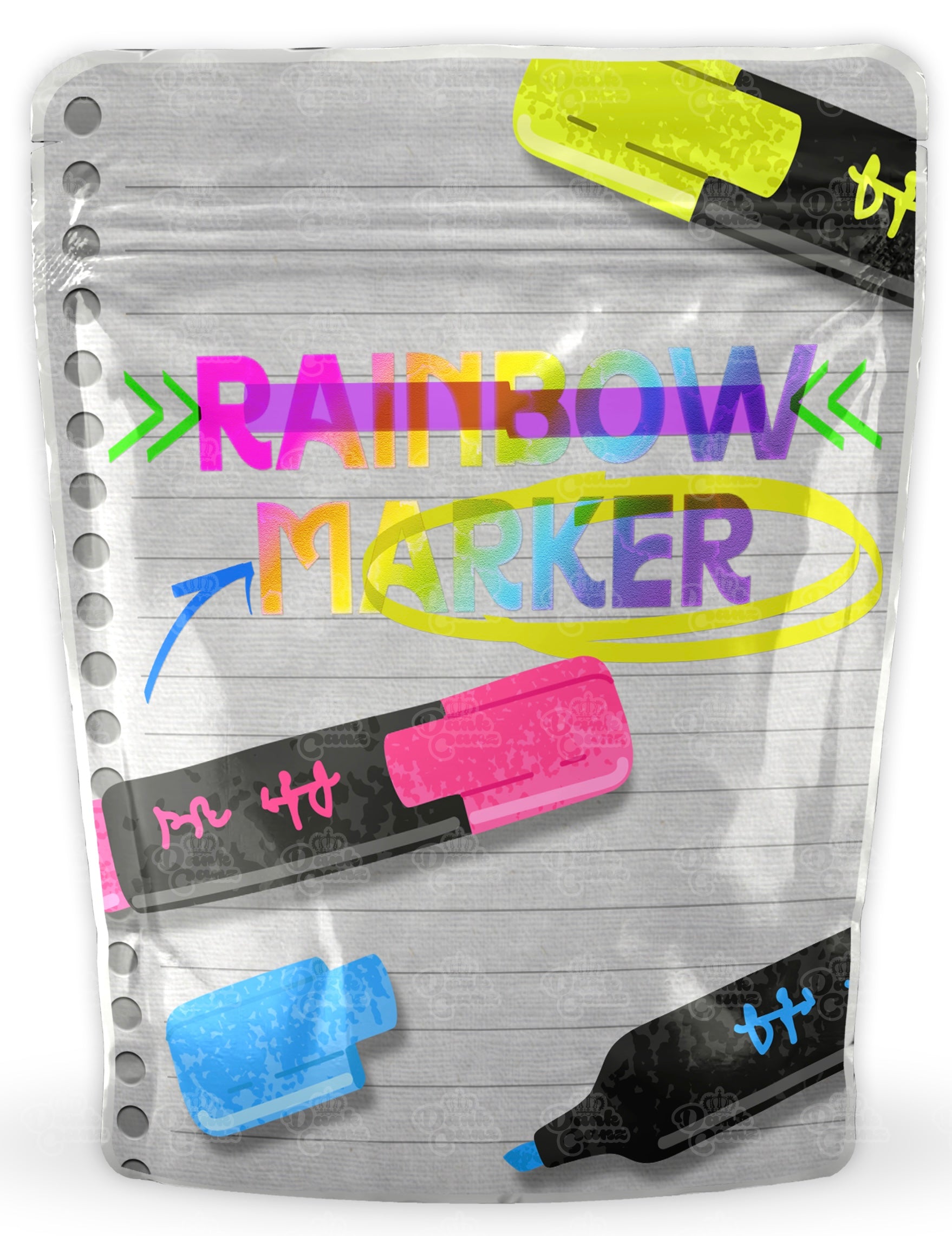 Rainbow Marker Mylar Bags - DC Packaging Custom Cannabis Packaging