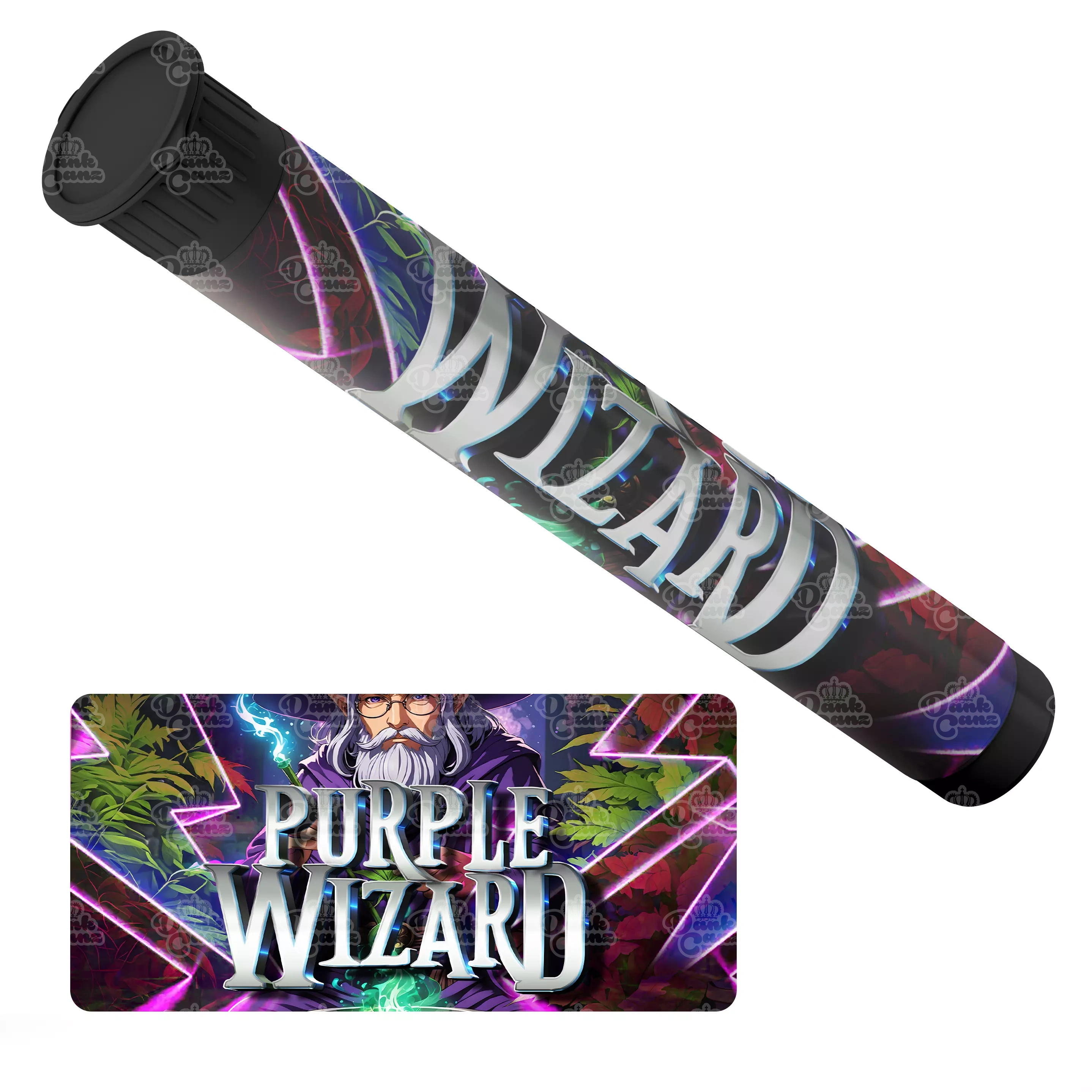 Purple Wizard Pre Roll Tubes - Labelled - DC Packaging Custom Cannabis Packaging
