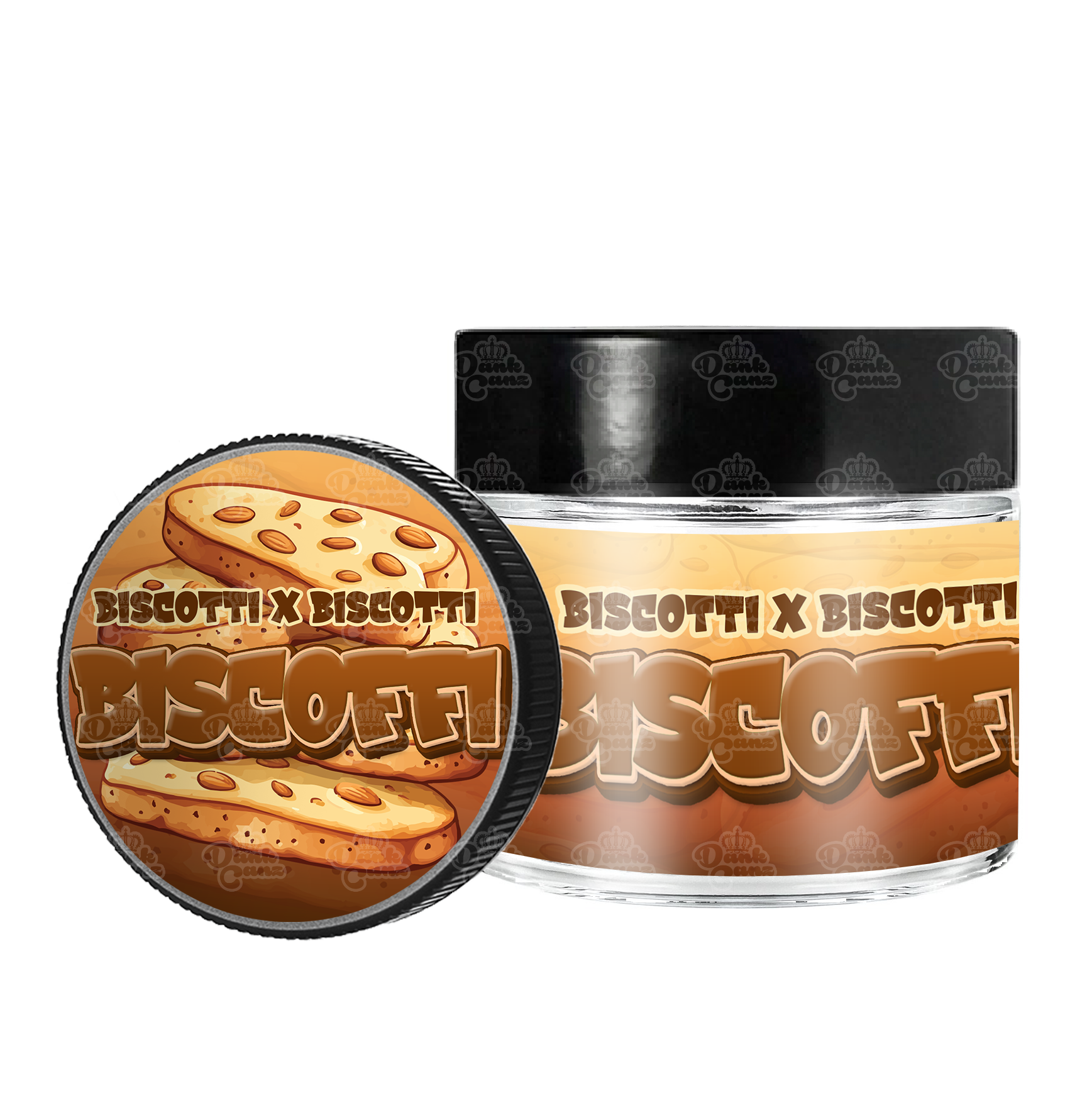 Biscoffi 3.5g/60ml Glass Jars - Labelled - DC Packaging Custom Cannabis Packaging