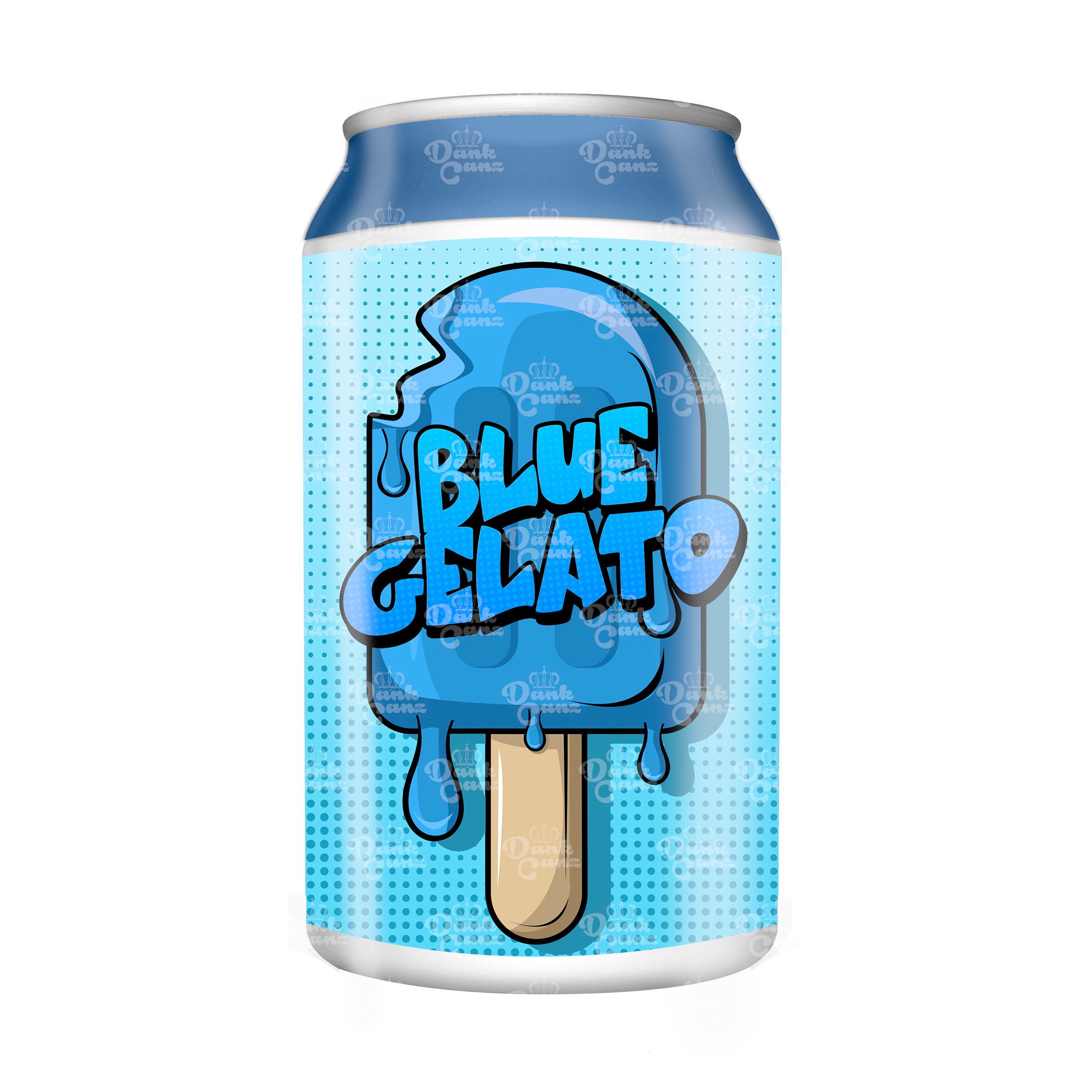 Blue Gelato 3.5g Plastic Soda Cans - DC Packaging Custom Cannabis Packaging
