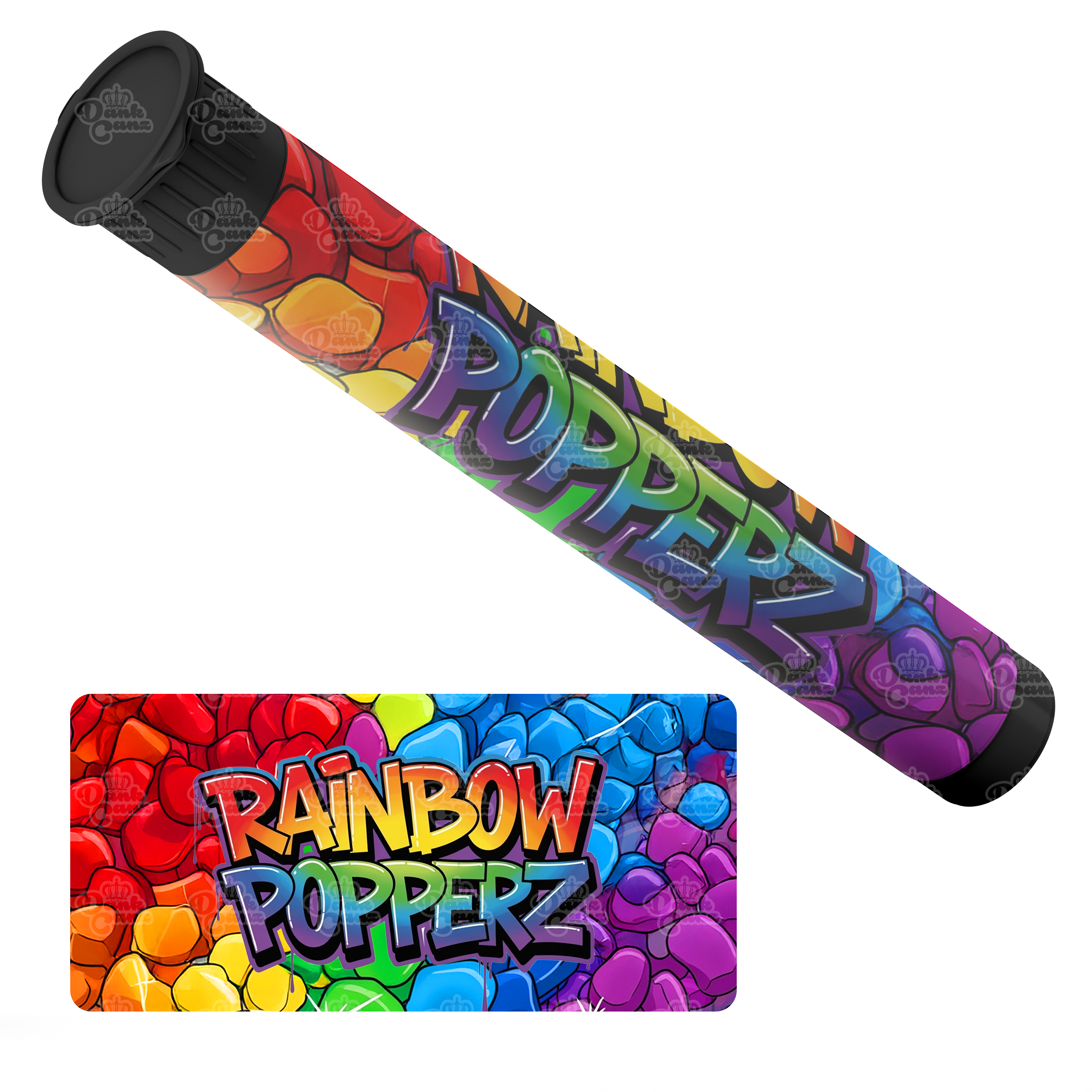 Rainbow Popperz Pre Roll Tubes - Labelled - DC Packaging Custom Cannabis Packaging