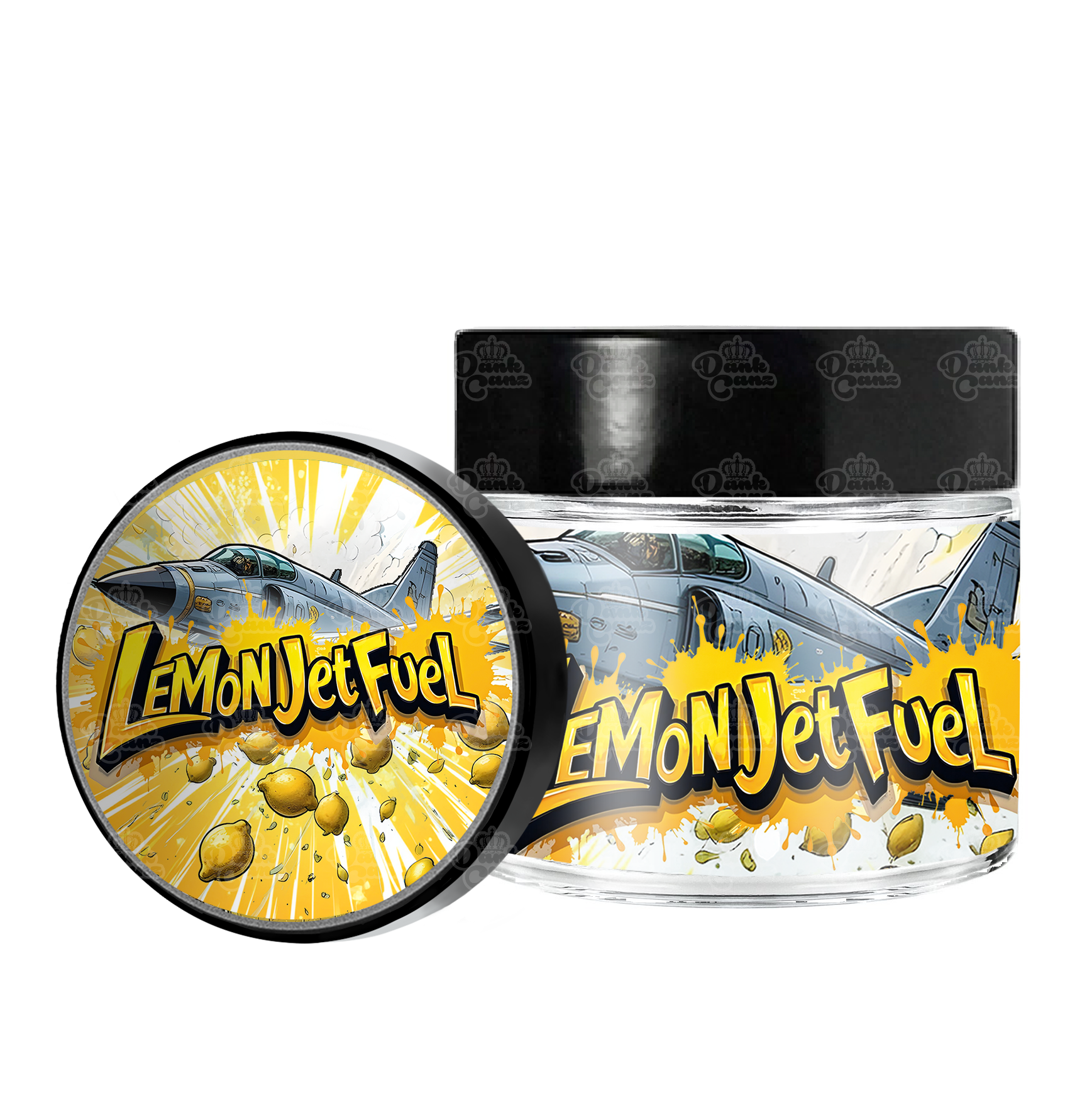 Lemon Jet Fuel 3.5g/60ml Glass Jars - Labelled - DC Packaging Custom Cannabis Packaging