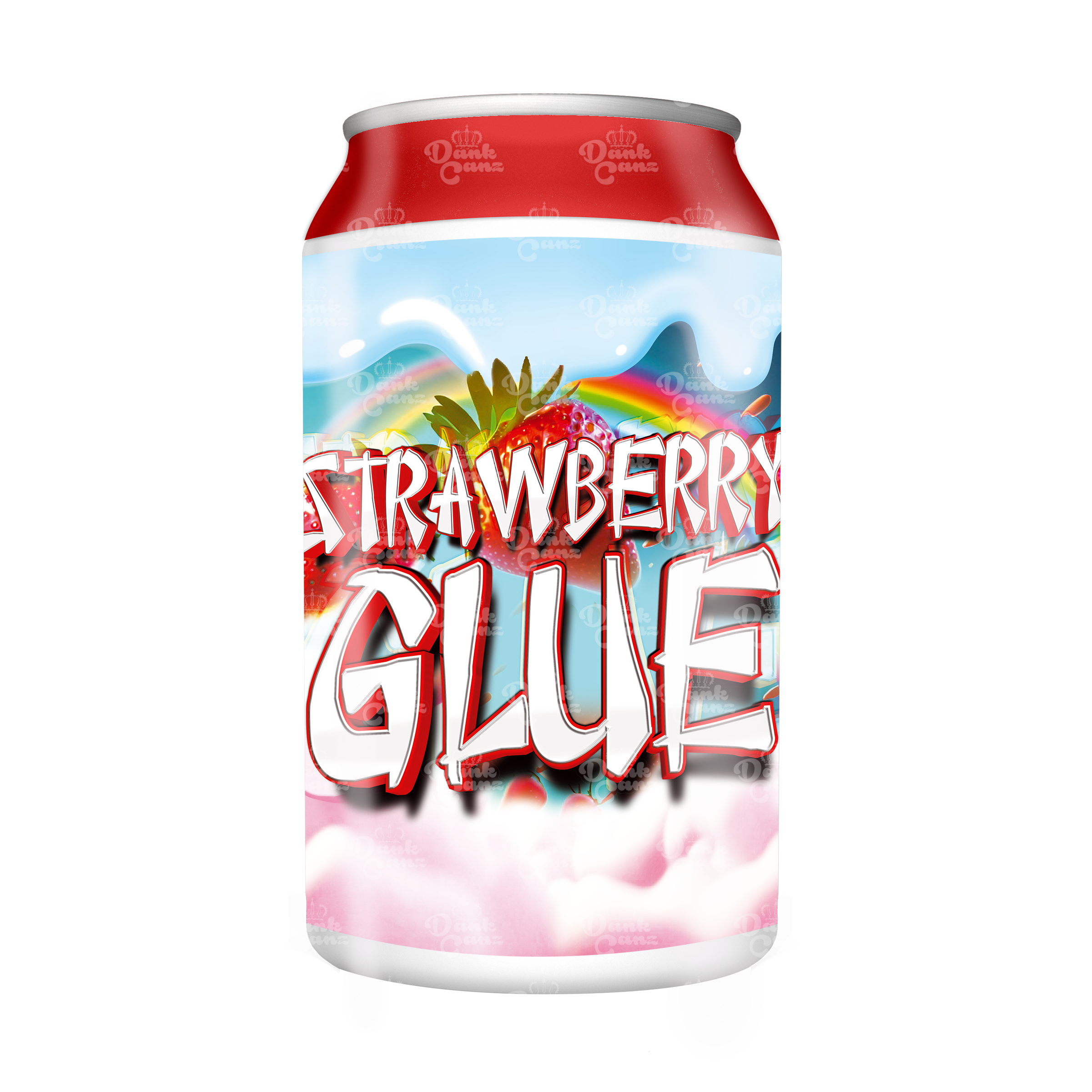 Strawberry Glue 3.5g Plastic Soda Cans - DC Packaging Custom Cannabis Packaging