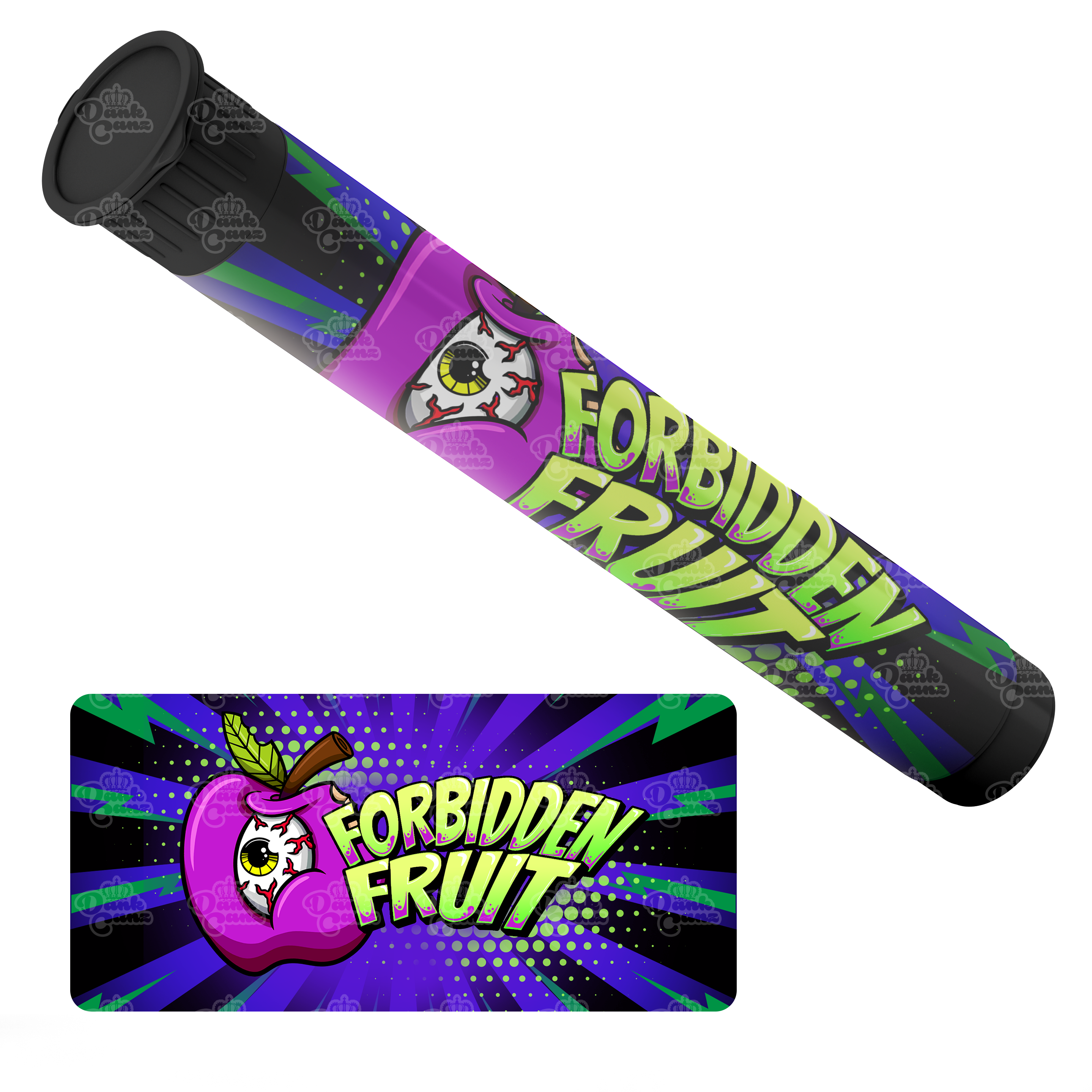 Forbidden Fruit Pre Roll Tubes - Labelled - DC Packaging Custom Cannabis Packaging