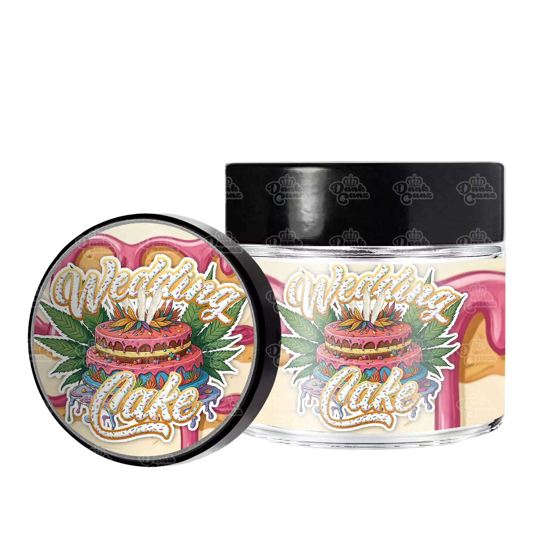 Wedding Cake 3.5g/60ml Glass Jars - Labelled - DC Packaging Custom Cannabis Packaging