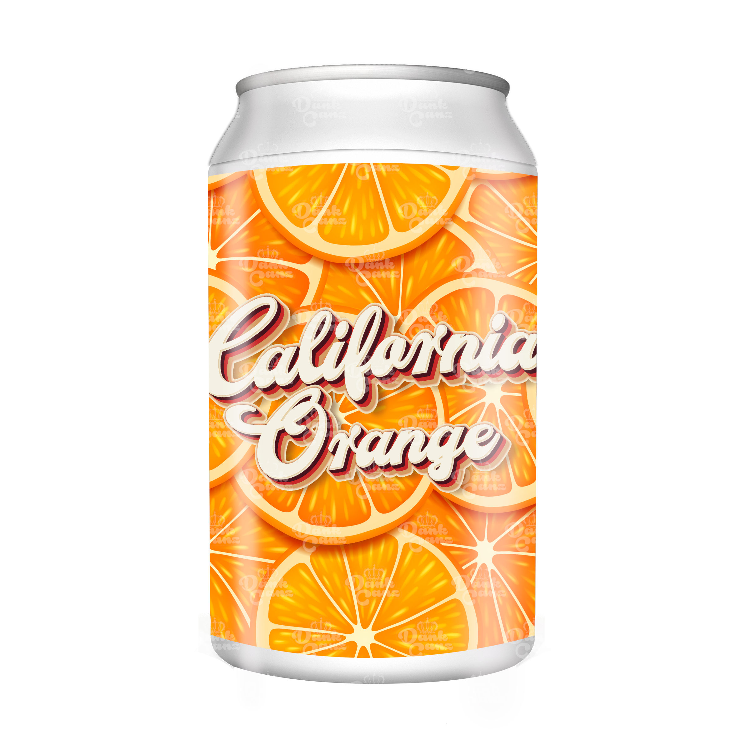 California Orange 3.5g Plastic Soda Cans - DC Packaging Custom Cannabis Packaging