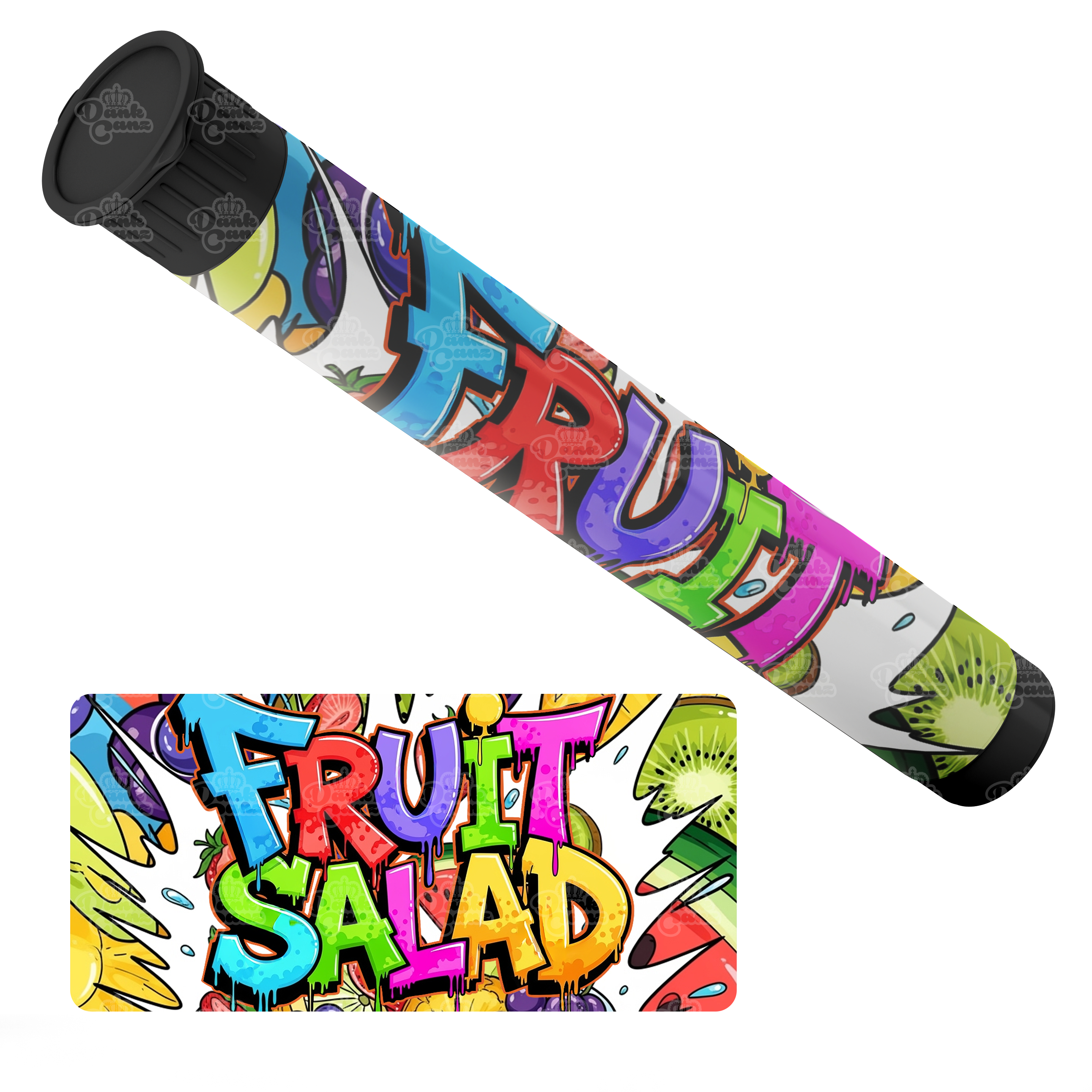Fruit Salad Pre Roll Tubes - Labelled - DC Packaging Custom Cannabis Packaging